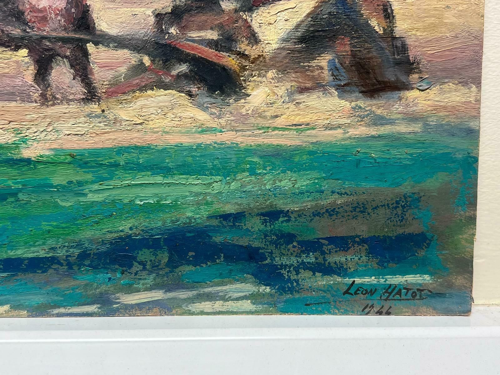Leon Hatotfrench Oil Painting Of Horses & Cows In The Harvest Pulling An Old Corn Shredder photo furniture