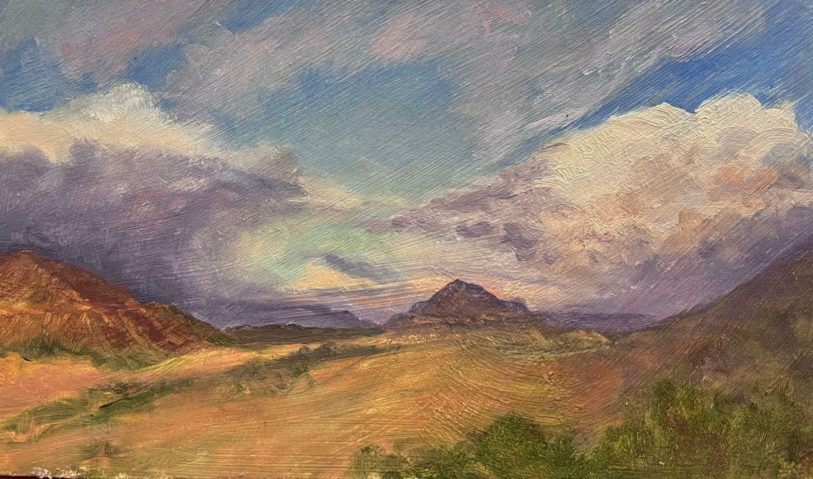 Geza Somerset Paddonnamibia South African Landscape Purple Cloudy Sky Over Fields, Signed Oil