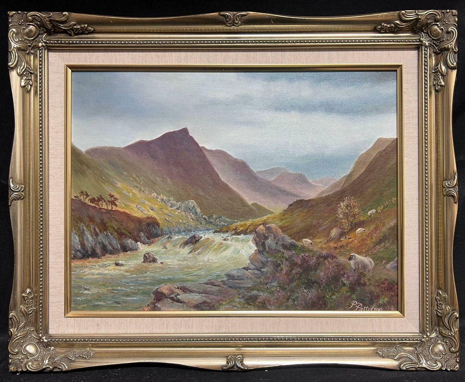 Pearl Pattersonglencoe Scotland Majestic Highland Landscape With Sheep Signed British Oil 2003