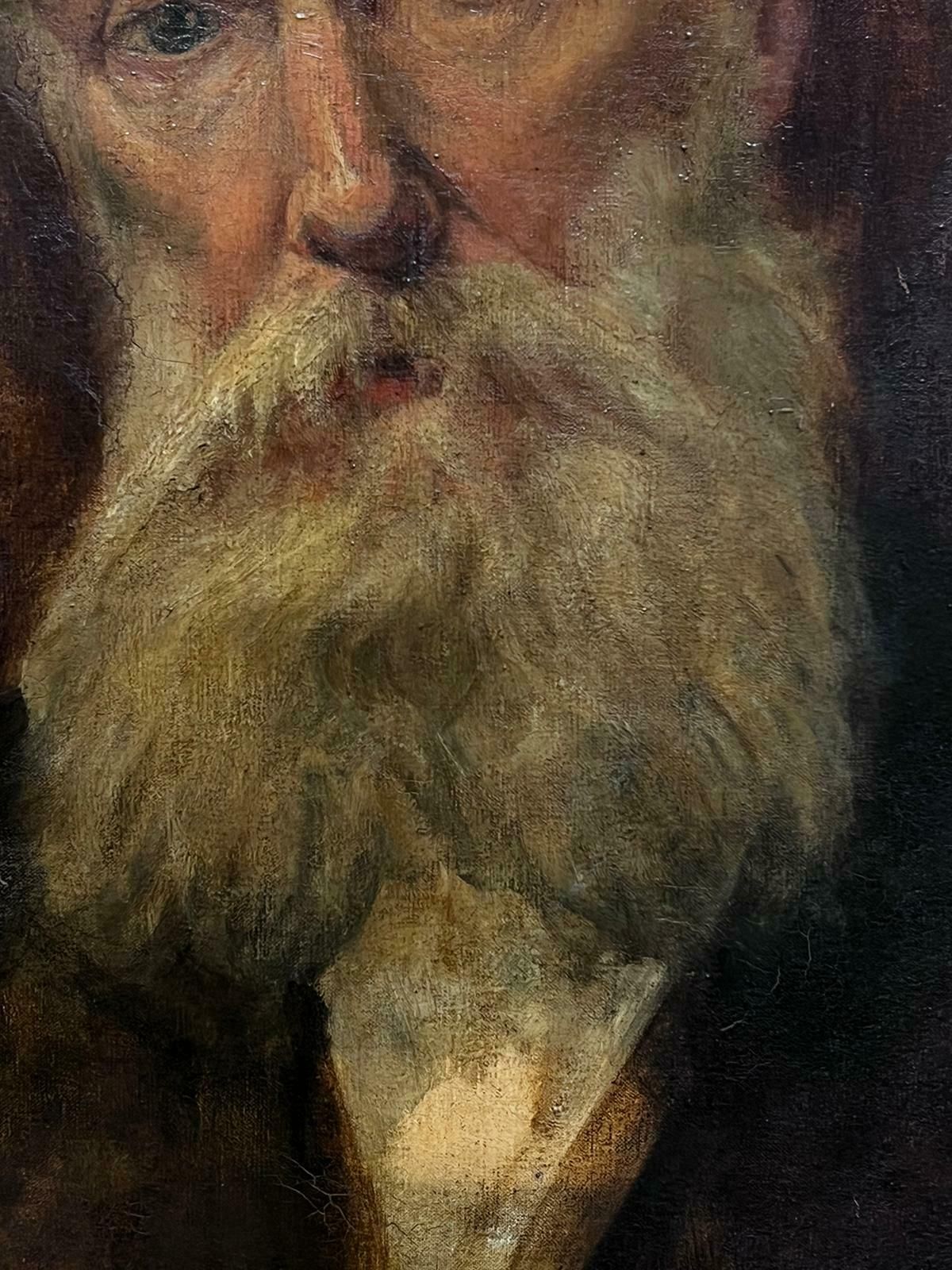 British C. 1901fine Impressionist Oil Painting Portrait Of Bearded Man Amazing Frame D. 19011901 photo for sale