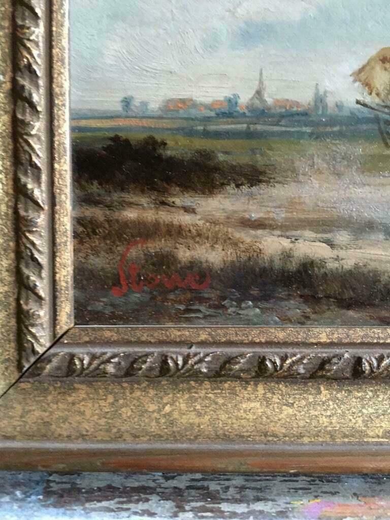 Rudolf Stonewestern Travellers Antique Signed Victorian Oil Painting, Horses C.1890s photo 1629.0