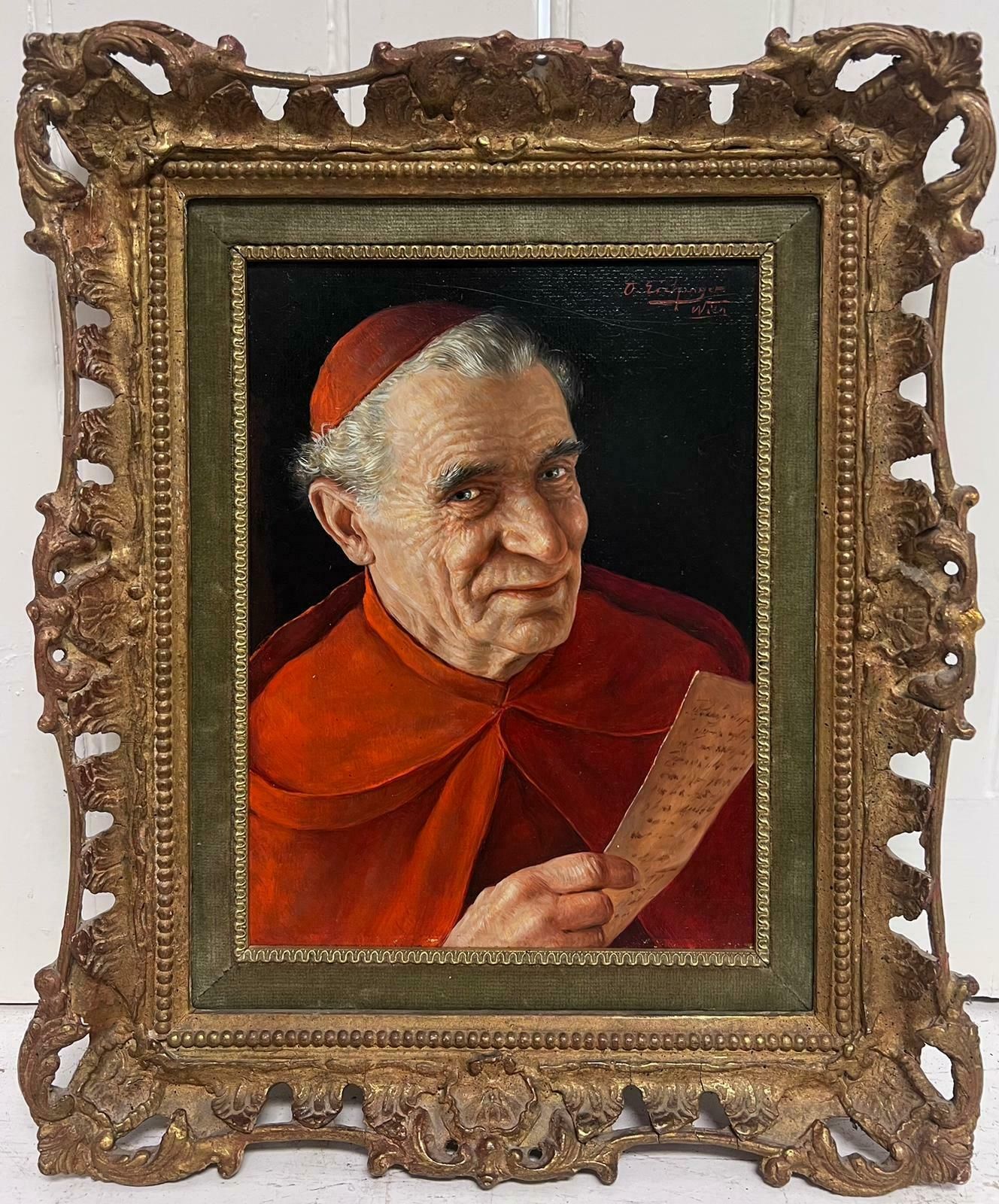 Otto Eichingerthe Cardinal Fine Antique Portrait Oil Painting In Ornate Gilt Frame