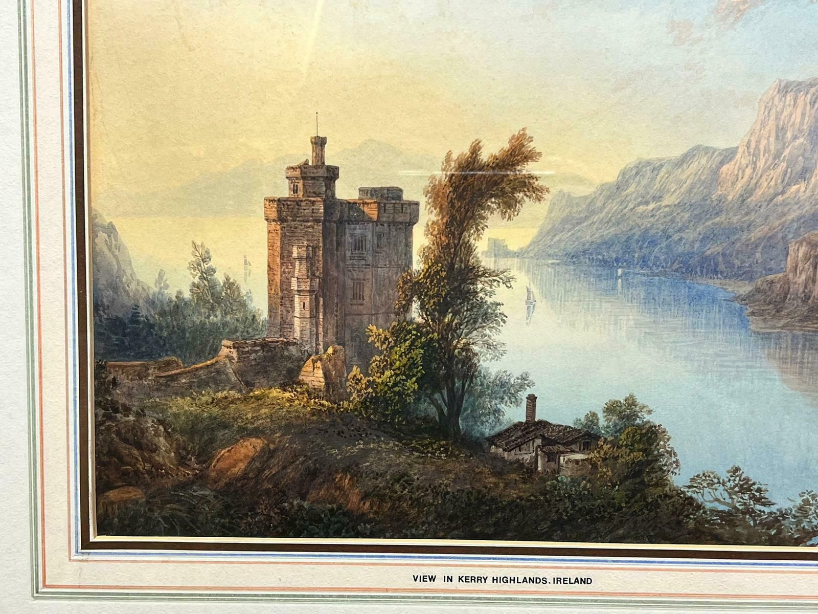 Antique Irish Lough Castle View In Kerry Highlands Ireland Landscape photo for sale