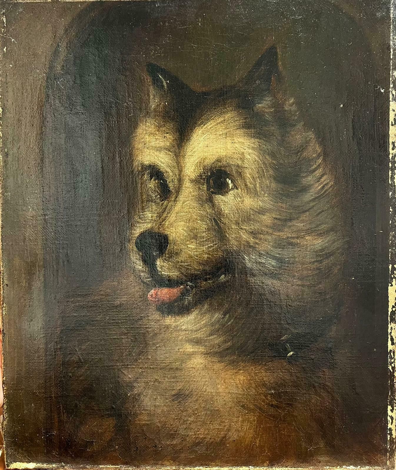 W.Mitchellvictorian English Dog Painting Oil On Canvas Head Portrait Of Terrier photo furniture