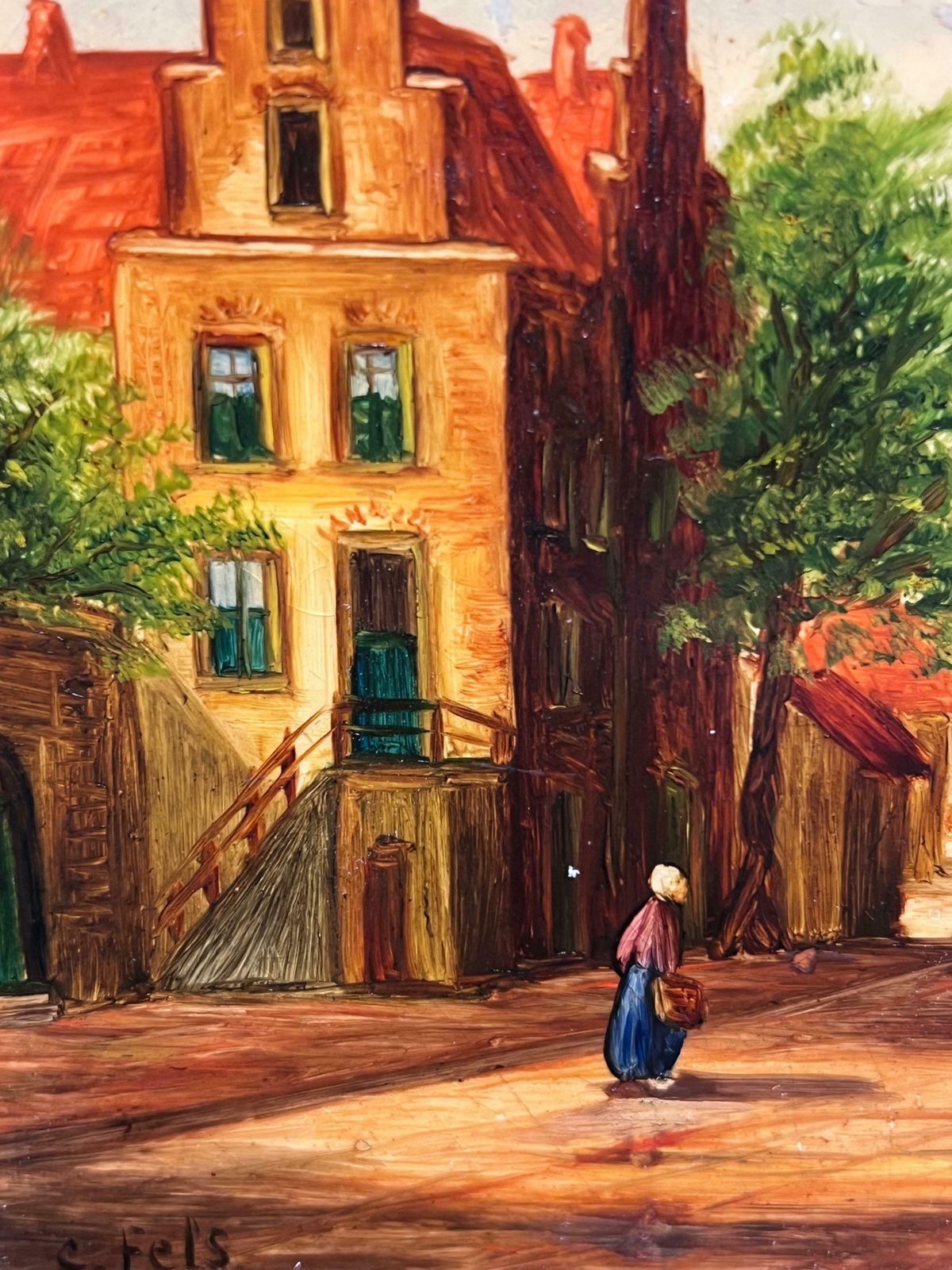 Dutch 19th Century Schoolpair 19th Century Dutch Signed Oil Paintings Figures In Old Streets19th Century photo vinterior