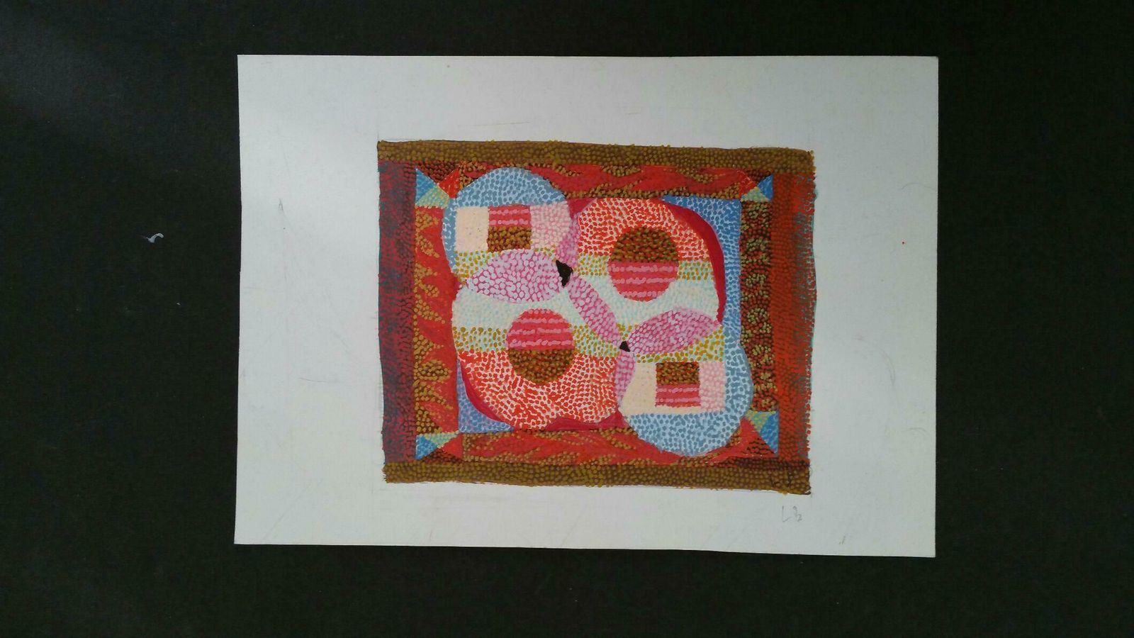 Louis Bellon French Neo Impressionist Pointillist Abstract Mid 20th Century Small Painting C. 1940s photo vintage