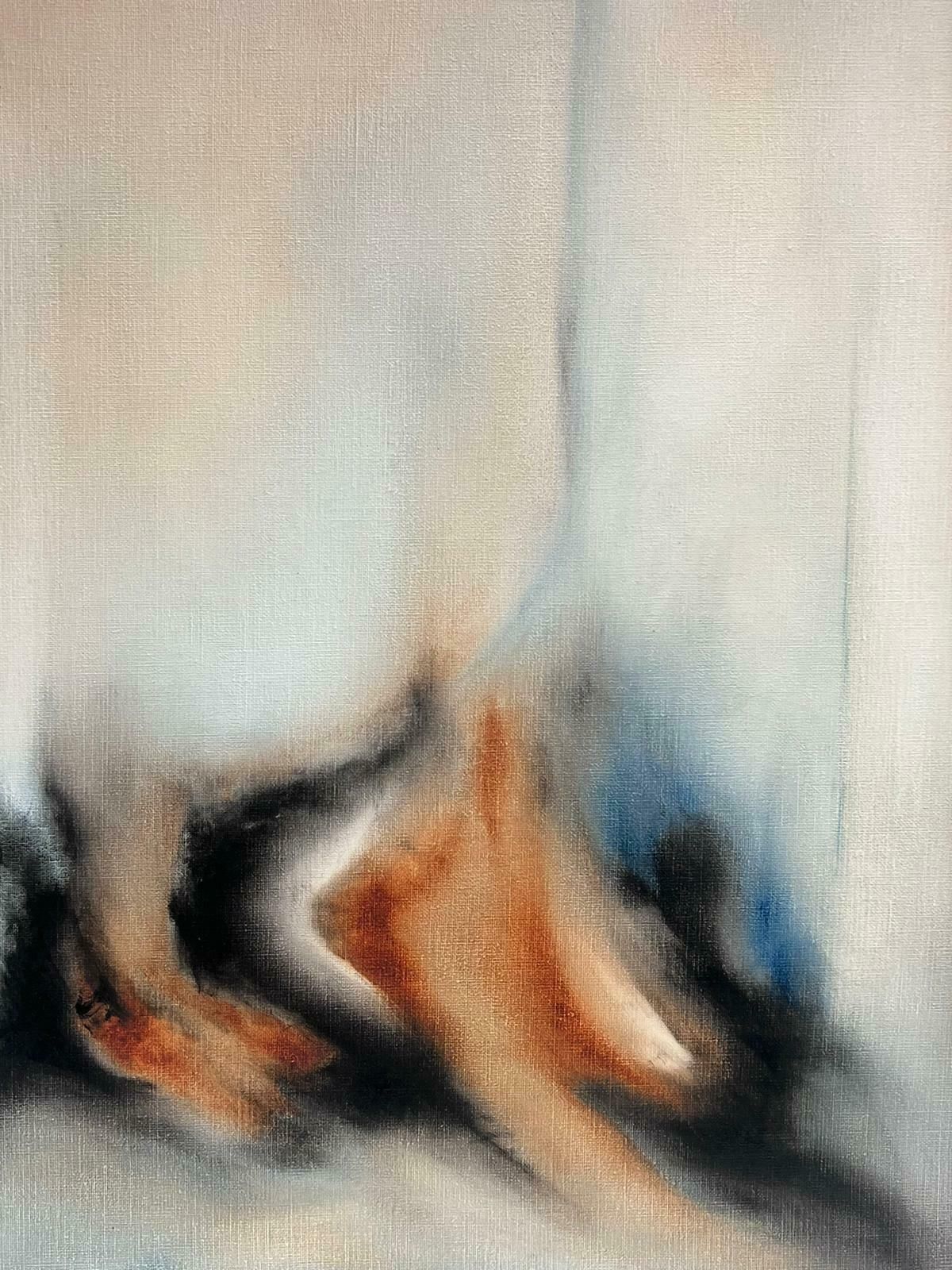 Jack Penouellarge French Surrealist Abstract Oil Painting Black Ochre Beige Cream Colours photo Art