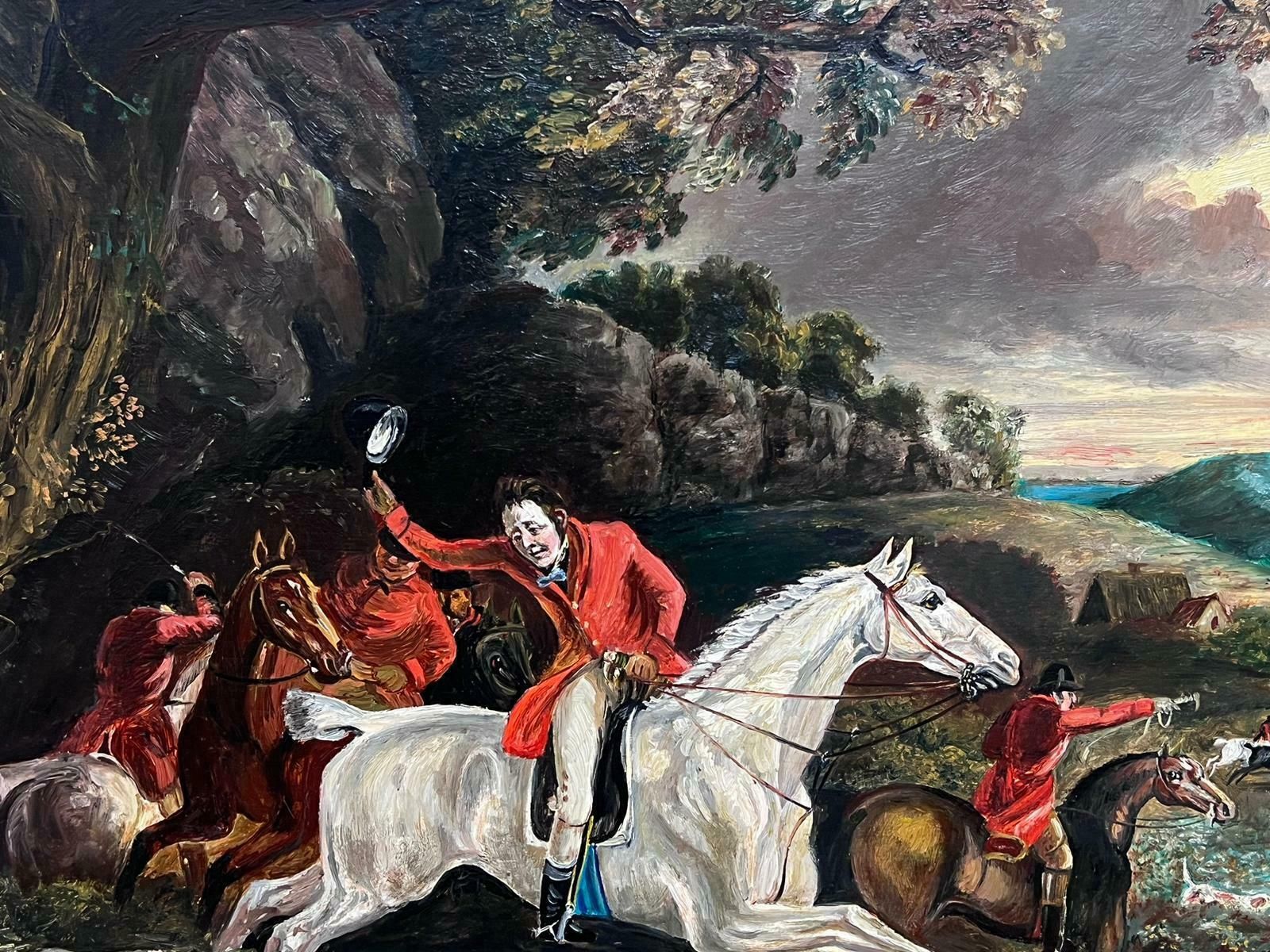 Michael Constable (20th Century British School)classic English Fox Hunting Horses Riders & Hounds In Landscape, British Oil photo Art