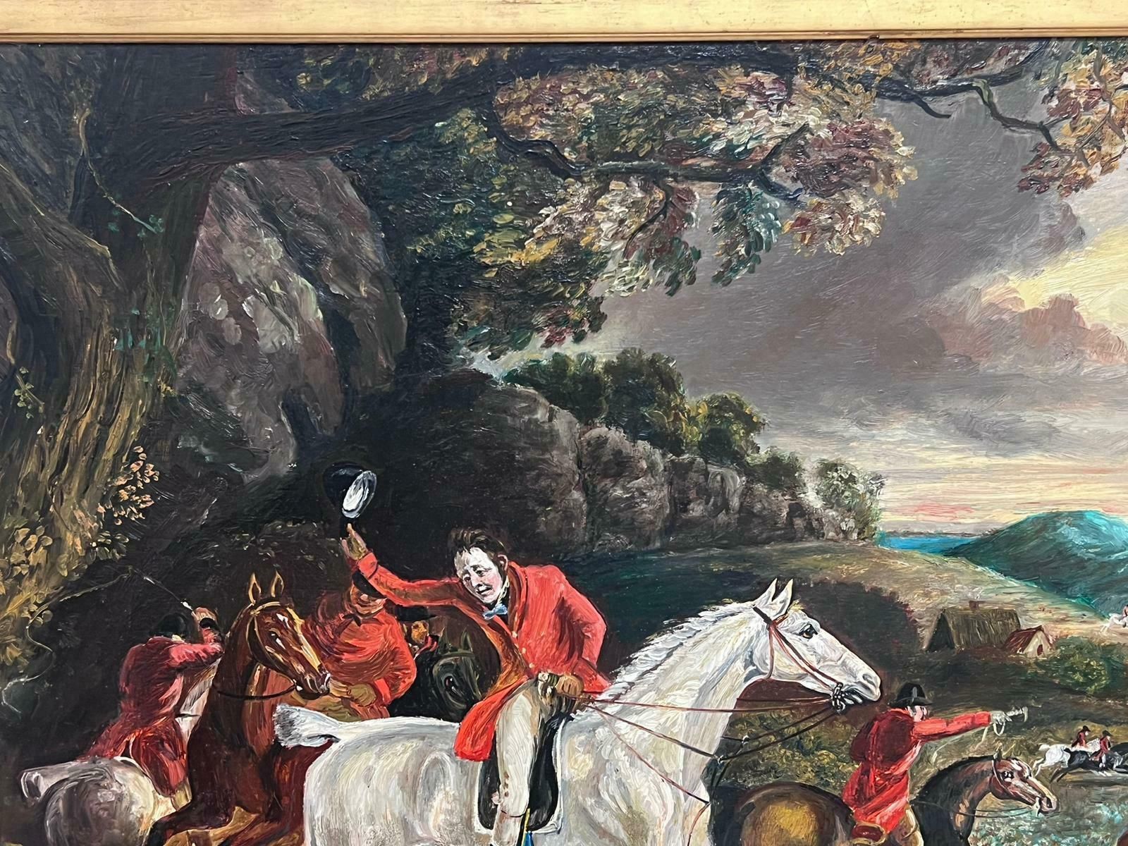 Michael Constable (20th Century British School)classic English Fox Hunting Horses Riders & Hounds In Landscape, British Oil photo vintage