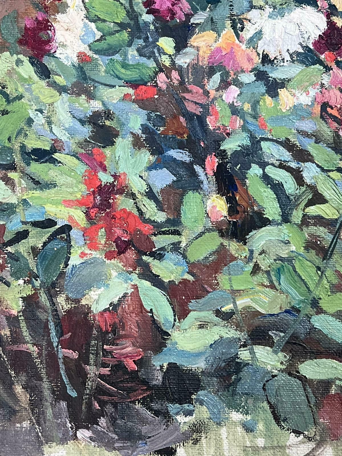 Jean Laforguechateau Park Flower Gardens & Gates Mid 20th Century French Impressionist Oil photo for sale
