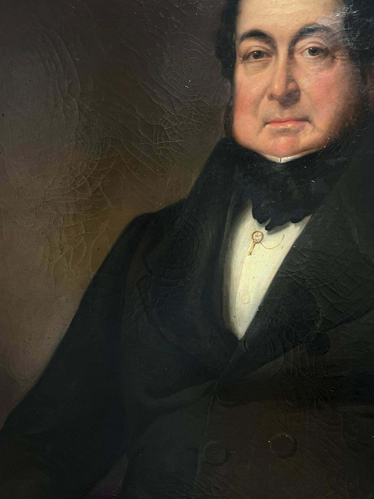 Victorian Englishvery Large Mid 19th Century Victorian Portrait English Gentleman Seated Leather photo 2247.0