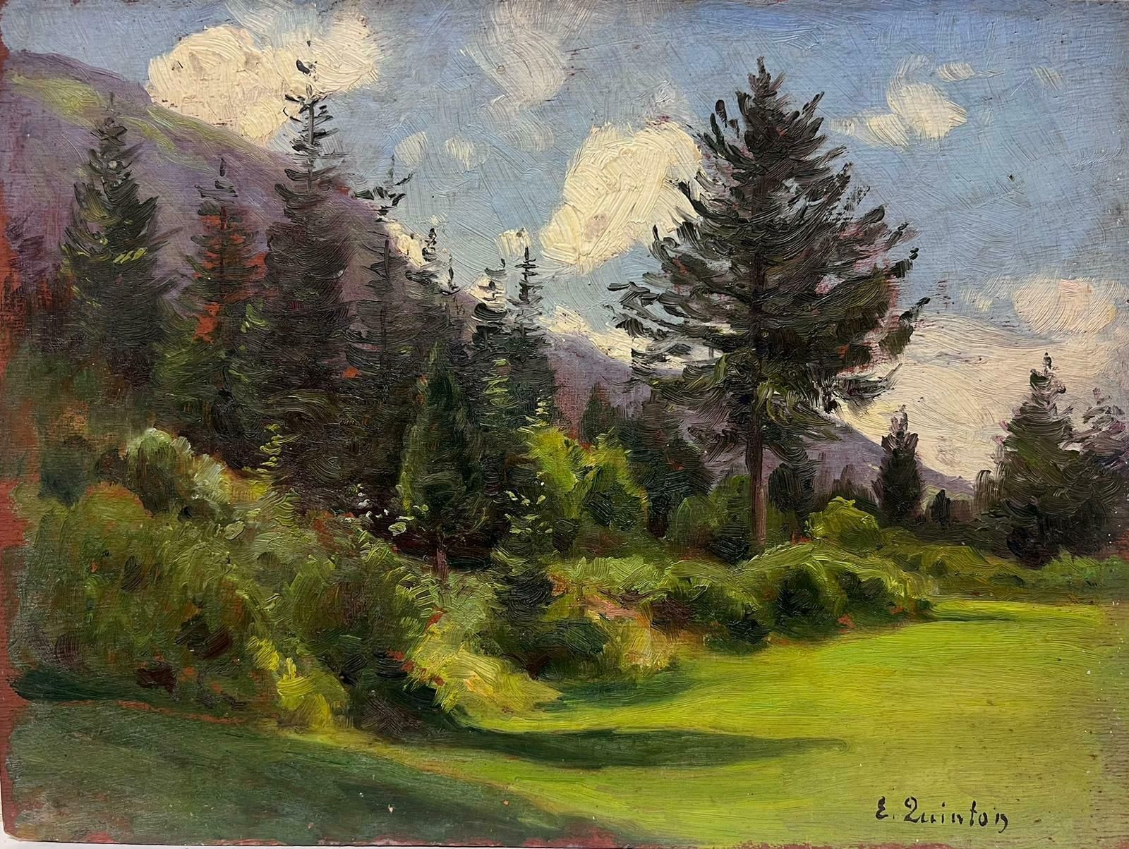 Edmond Quinton1930's French Impressionist Signed Oil Painting Green Woodland Landscape1930's