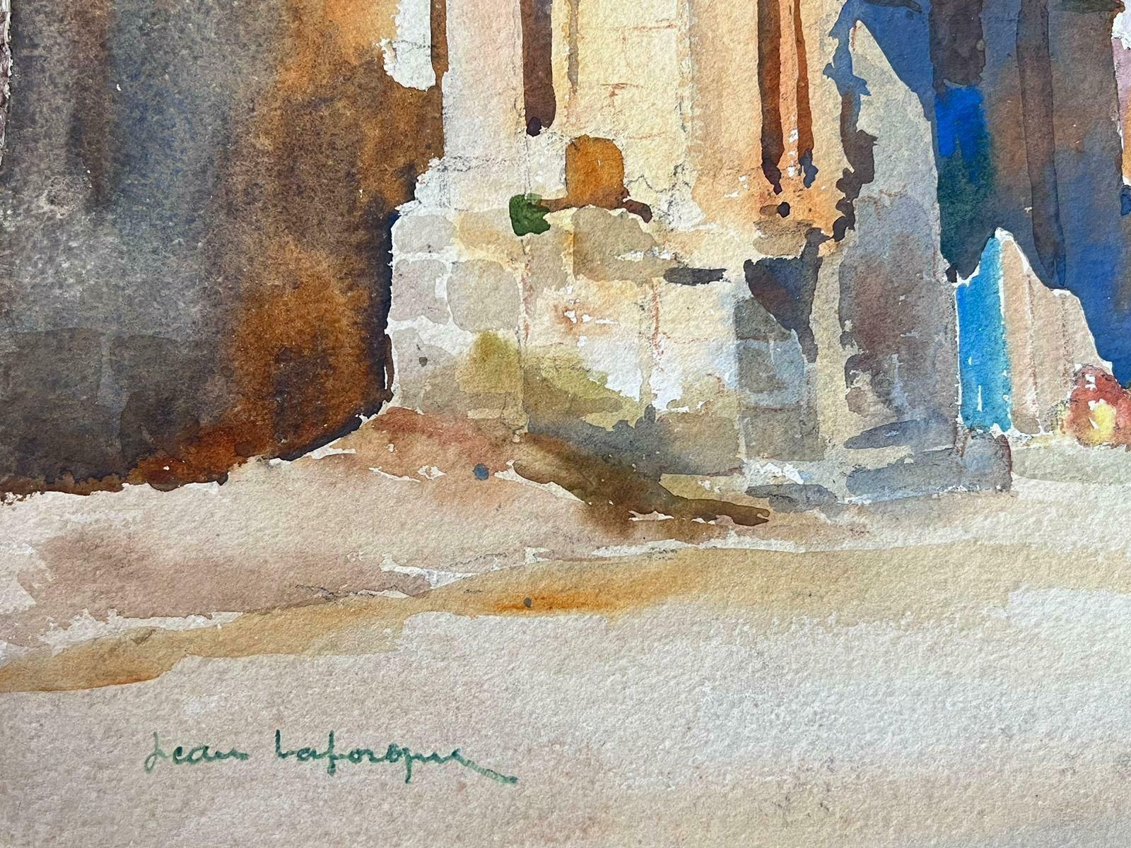 Jean Laforguemid 20th Century French Post Impressionist Signed Painting Golden Building Ruins photo Art