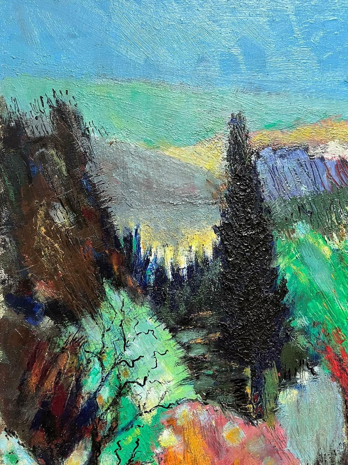 Andre Guilloufrench Modernist Large Oil Painting Autumn Trees In Provence Landscape D. 2002 photo furniture