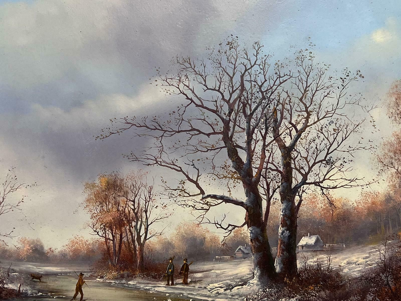 Dutch Schoolfigures On The Frozen Lake Traditional Dutch Winter Scene Oil Painting photo 1430.0