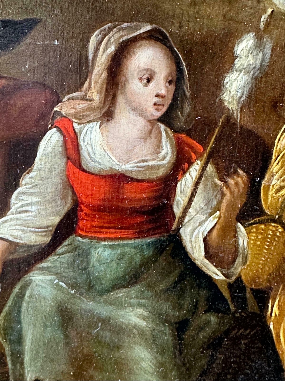 Flemish Old Master17th Century Dutch Flemish Old Master Oil On Panel Figures Grape Harvest photo buy