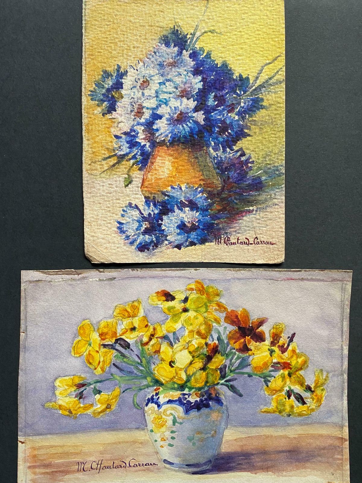Marie Amelie Chautard Carreauearly 1900's French Impressionist Signed Flower Watercolours Marie Carreauc. 1900's