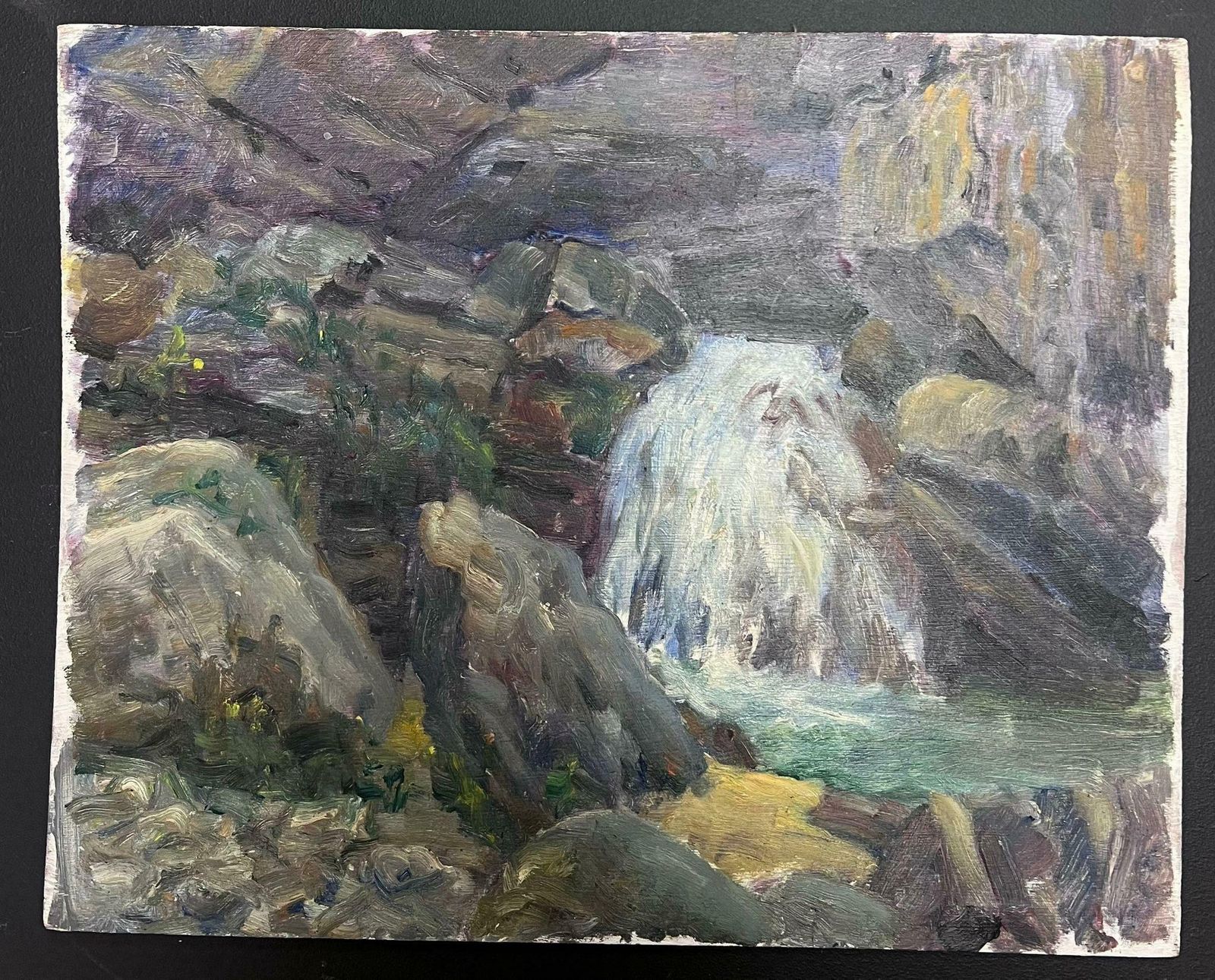 Regine Davidmid 20th Century 1950's French Post Impressionist Oil Rocky Waterfall1950's photo furniture
