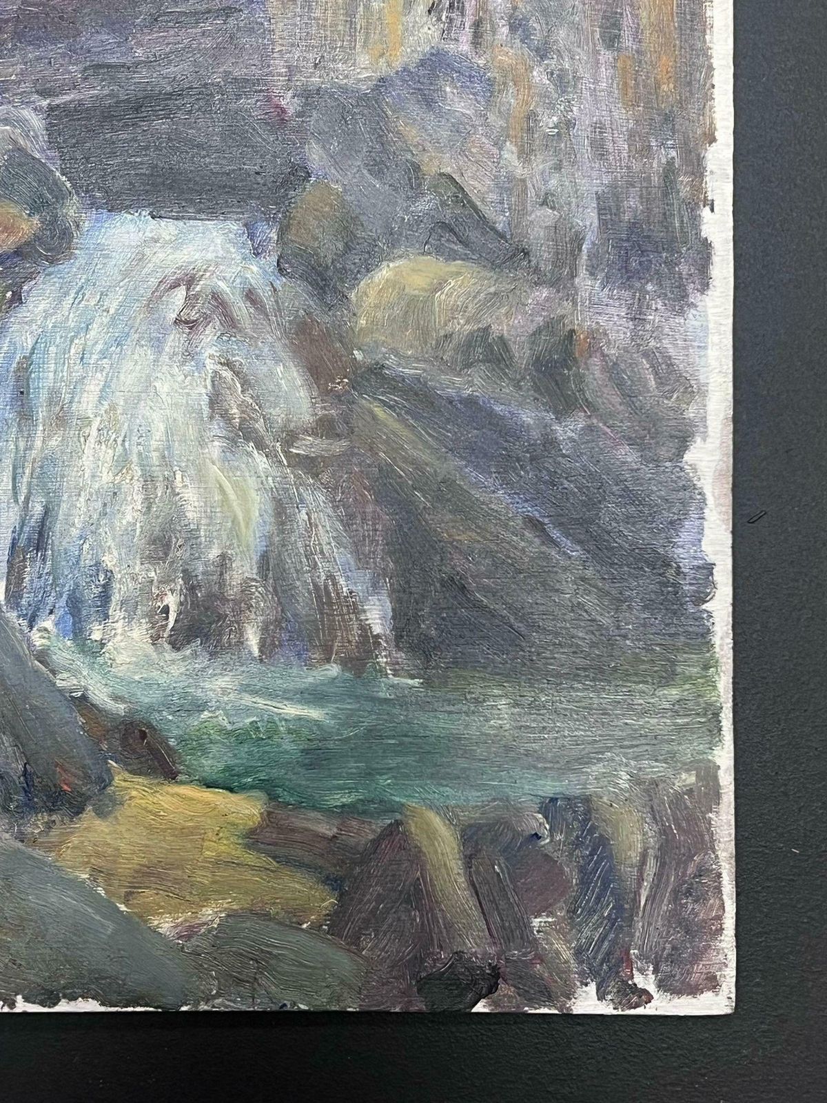 Regine Davidmid 20th Century 1950's French Post Impressionist Oil Rocky Waterfall1950's photo Art