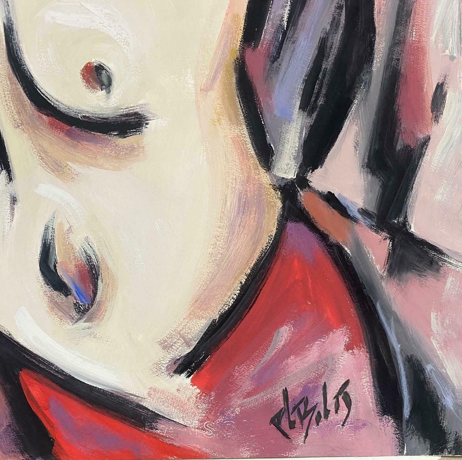 Paul Louis Bolot (French 1918 2003)20th Century French Modernist Gouche Painting Nude Lady Abstract Portrait1976 photo for sale
