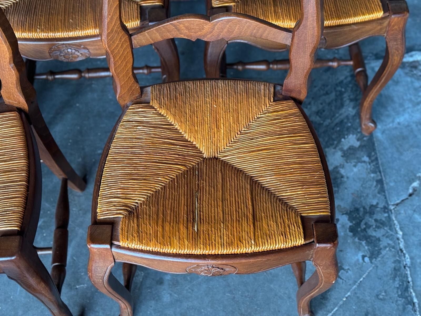 Set 8 French Country Ladder Back Dining Chairs photo for sale