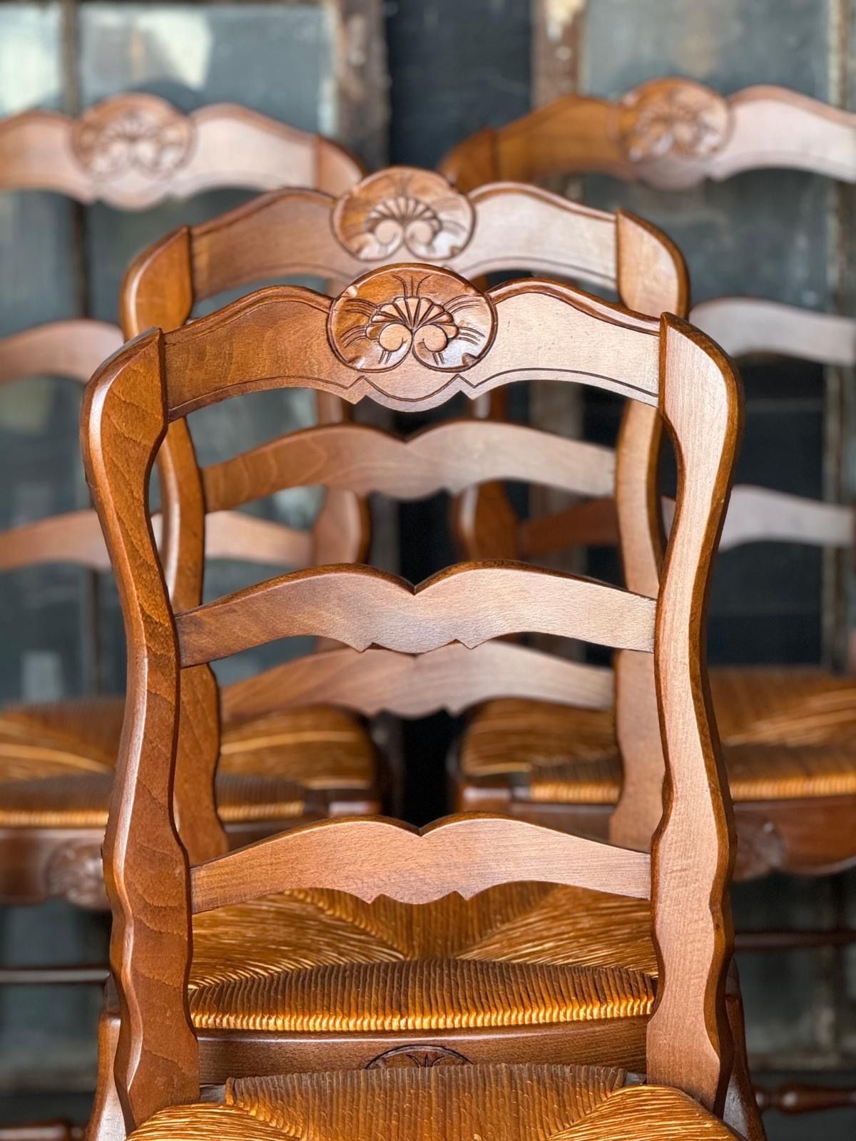 Set 8 French Country Ladder Back Dining Chairs photo vinterior