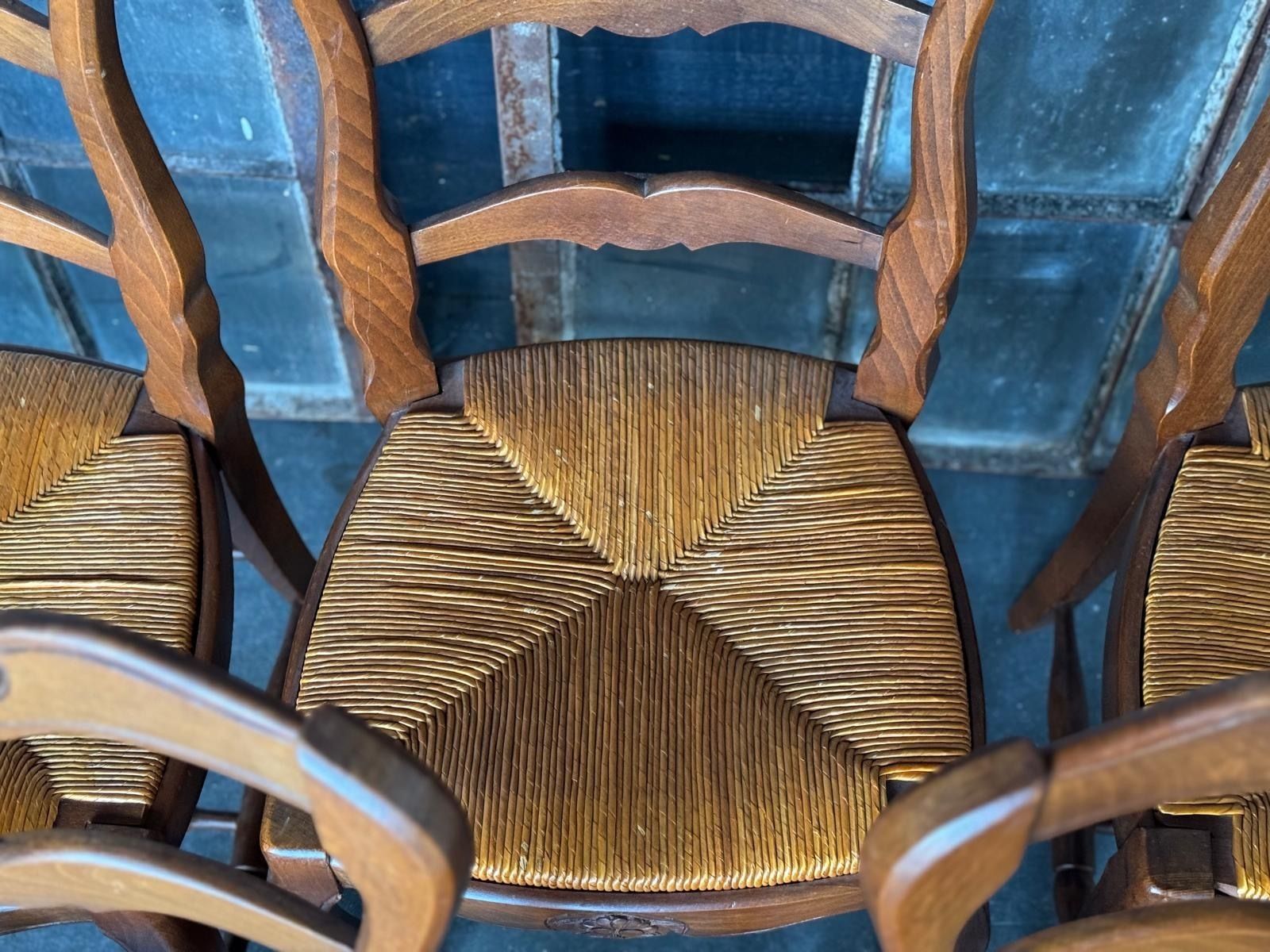 Set 8 French Country Ladder Back Dining Chairs photo vintage