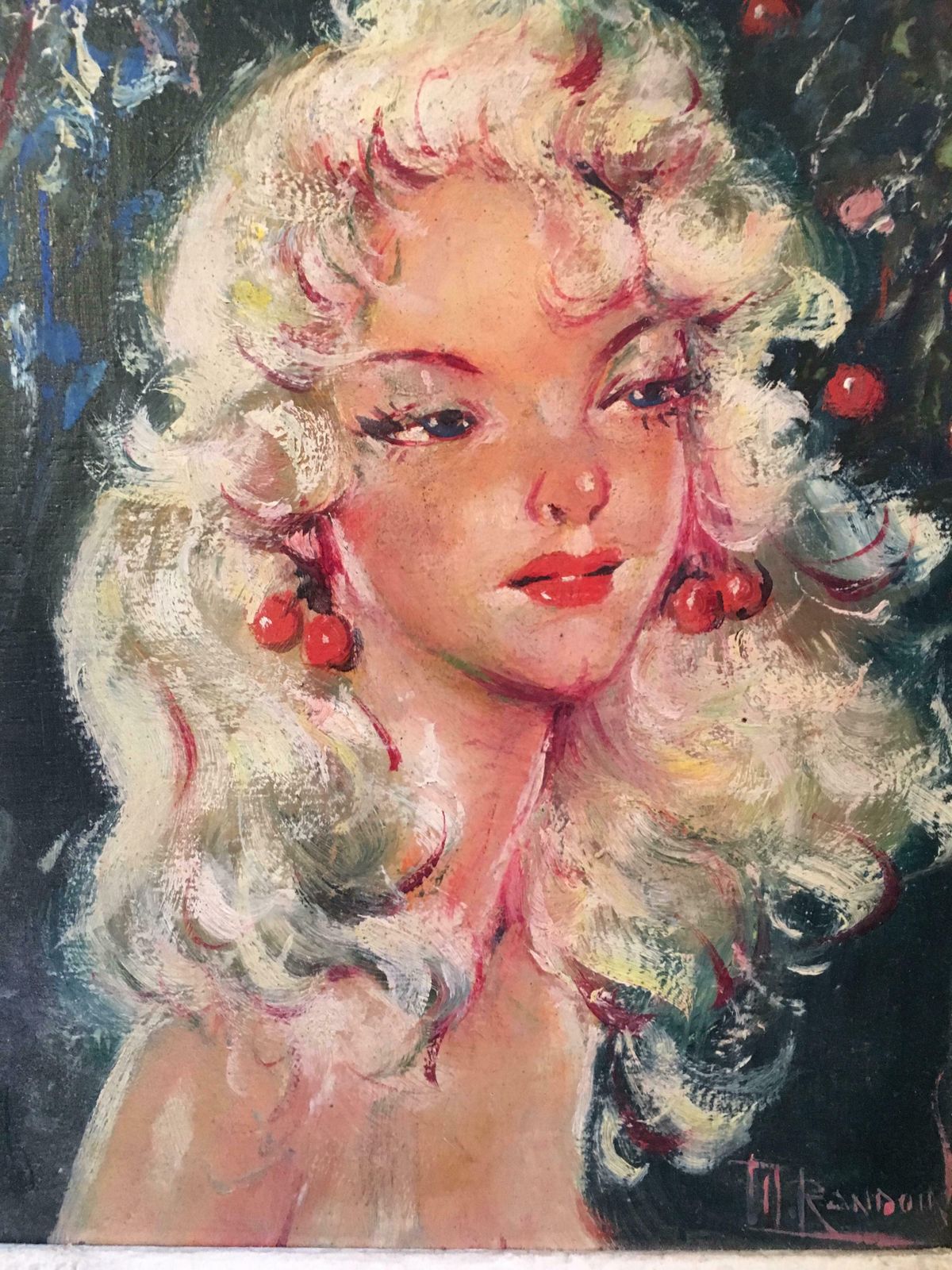 Th. Randoinmid 20th Century French Portrait In Kitsch Style, Parisian Belle, Signed Oil C.1960s photo vinterior