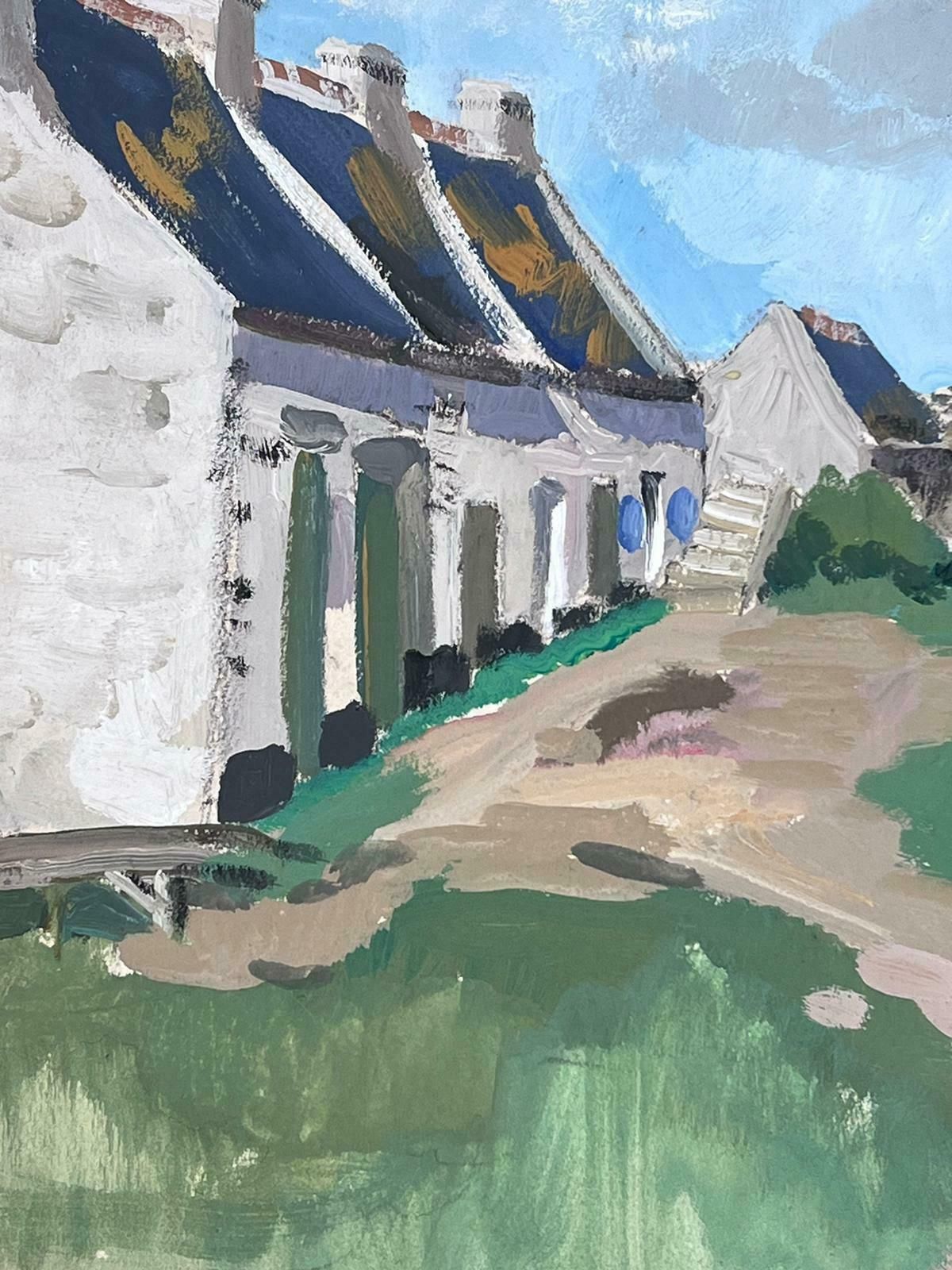 Y Blanchon1950's French Impressionist Painting Farm Farm Yard Courtyard Landscape1950's photo for sale