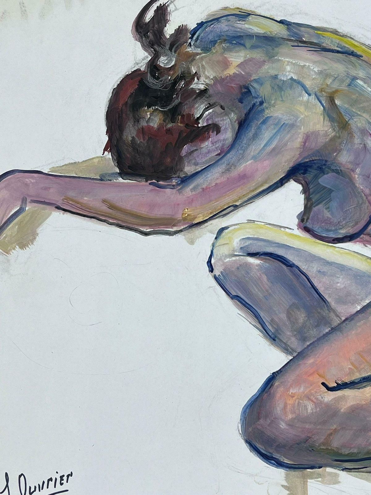 French Modernistreclining Nude Lady Model 1970's French Modernist Painting Provence Collection1970's photo furniture