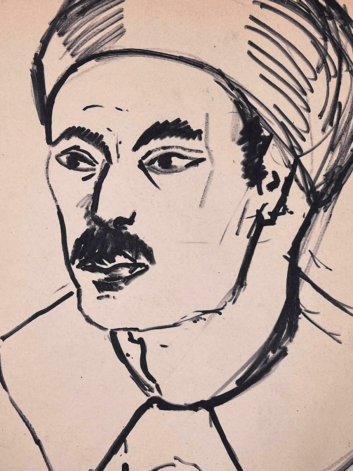 French Schoolfrench Drawing Of A Parisian Style Man With A Bold Moustache And Beret photo furniture