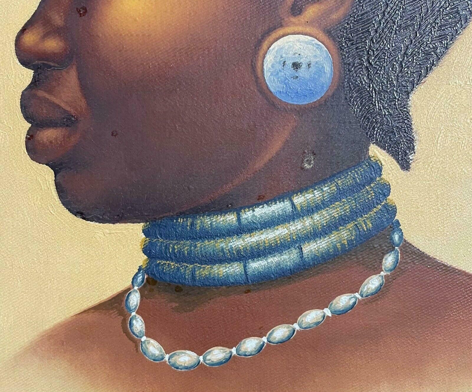 Unknownportrait Of African Woman Tanzania   Signed Oil Painting Circa 1970'sc.1970's photo Art