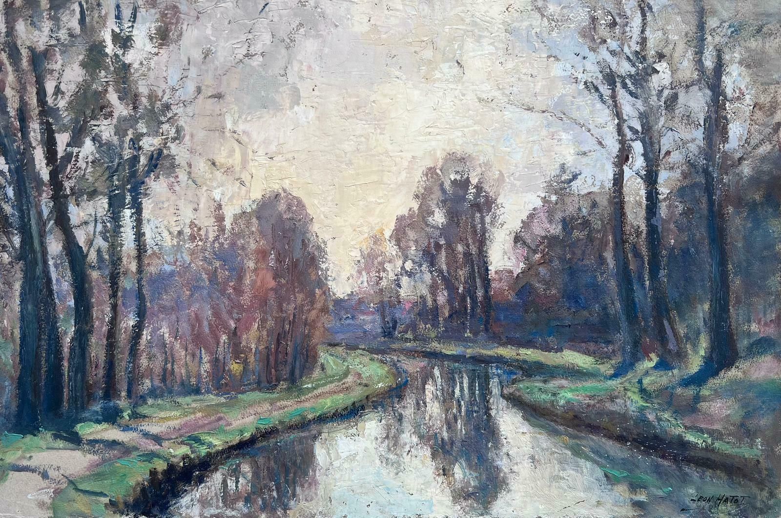 Leon Hatotvintage French Impressionist Oil Painting Swirly Path Along River Bank