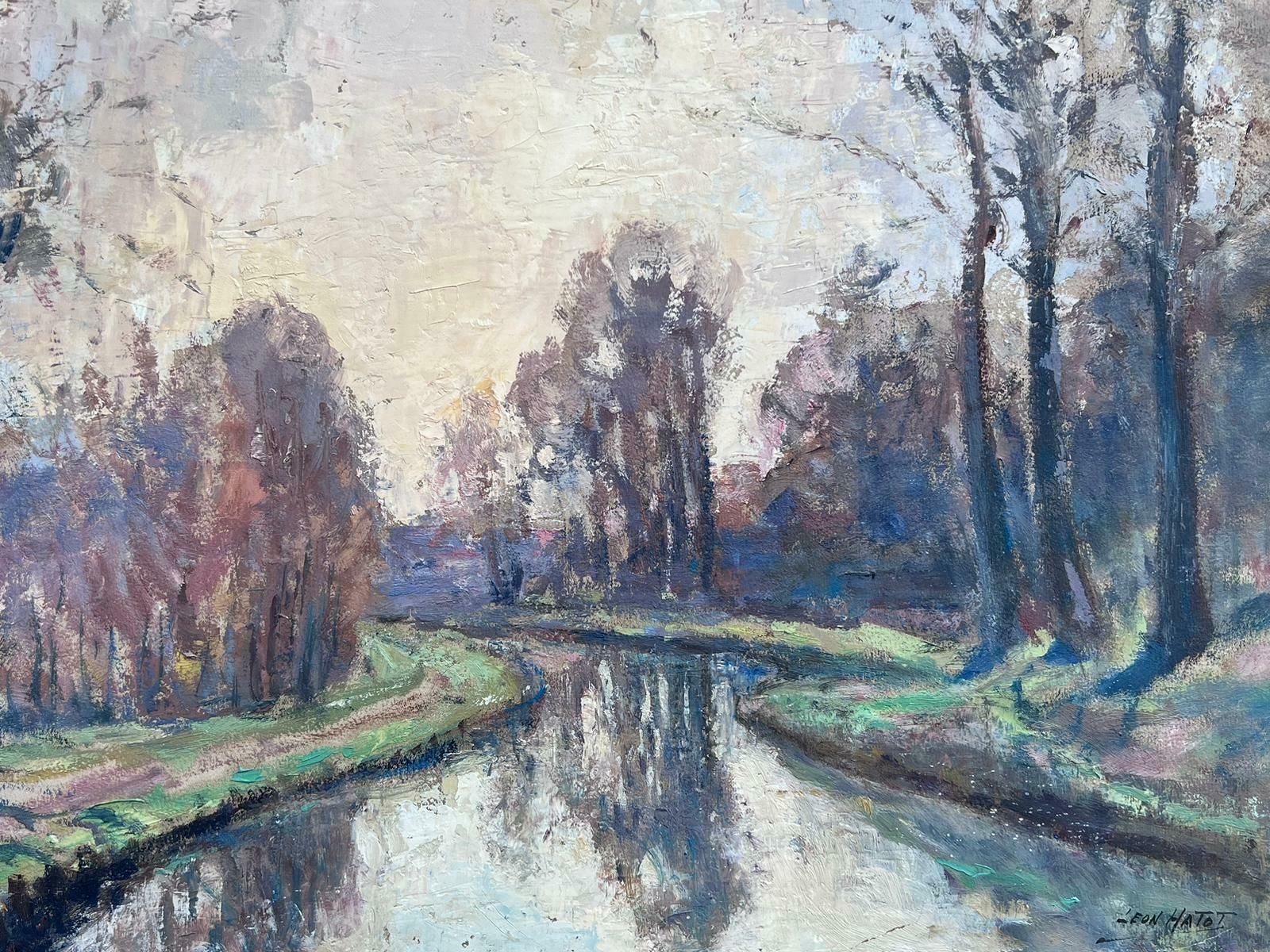 Leon Hatotvintage French Impressionist Oil Painting Swirly Path Along River Bank photo furniture