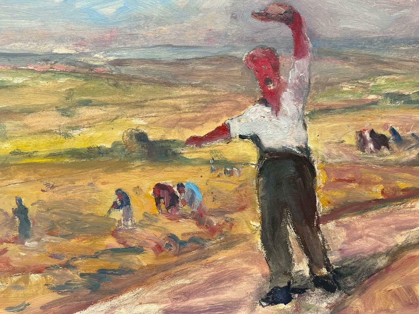 Leon Hatotvintage French Oil Painting Farmer In Harvest Fields Golden Light Landscape photo Art