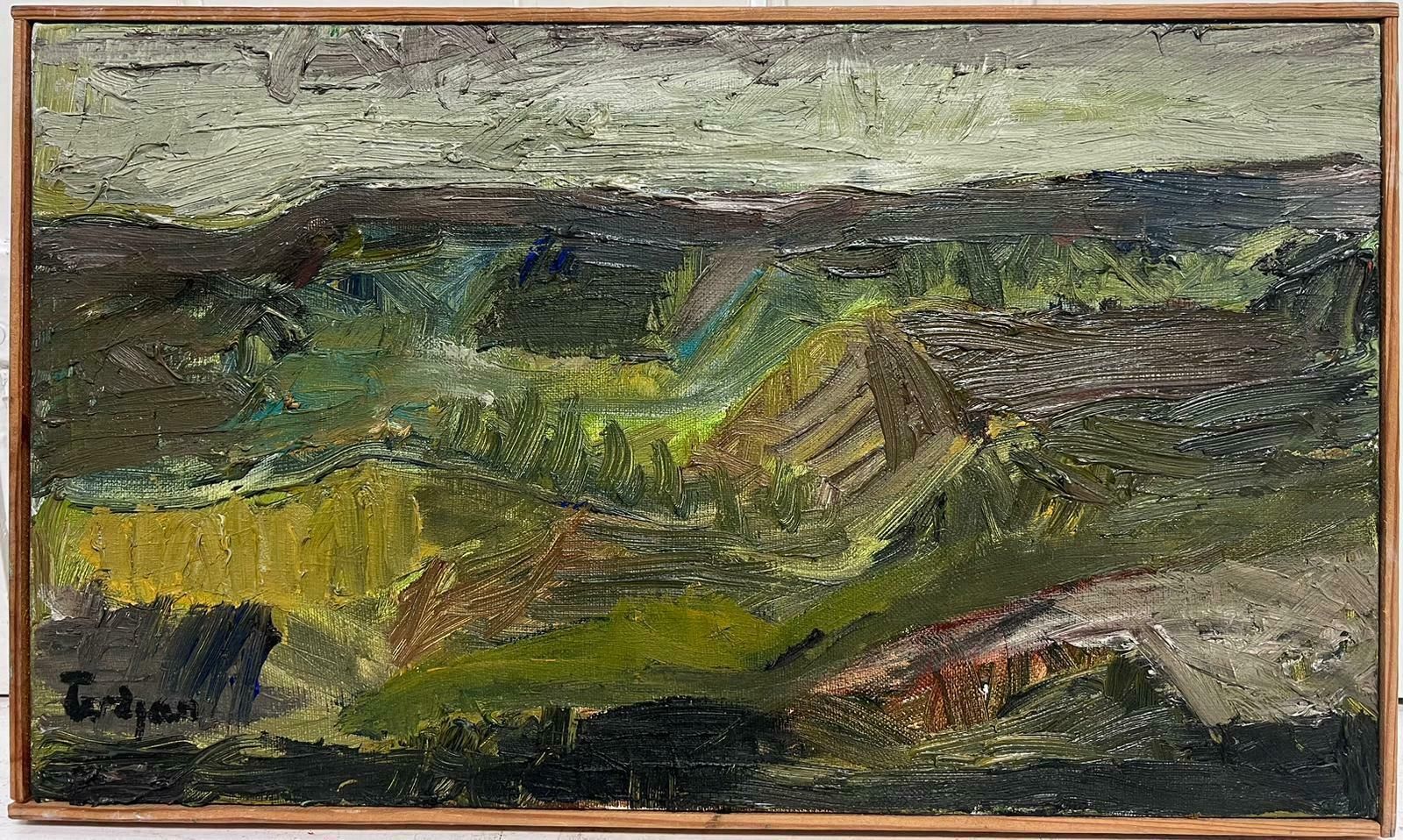 French School French Expressionist Sludgy Green & Brown Landscape Very Thick Oil Impasto