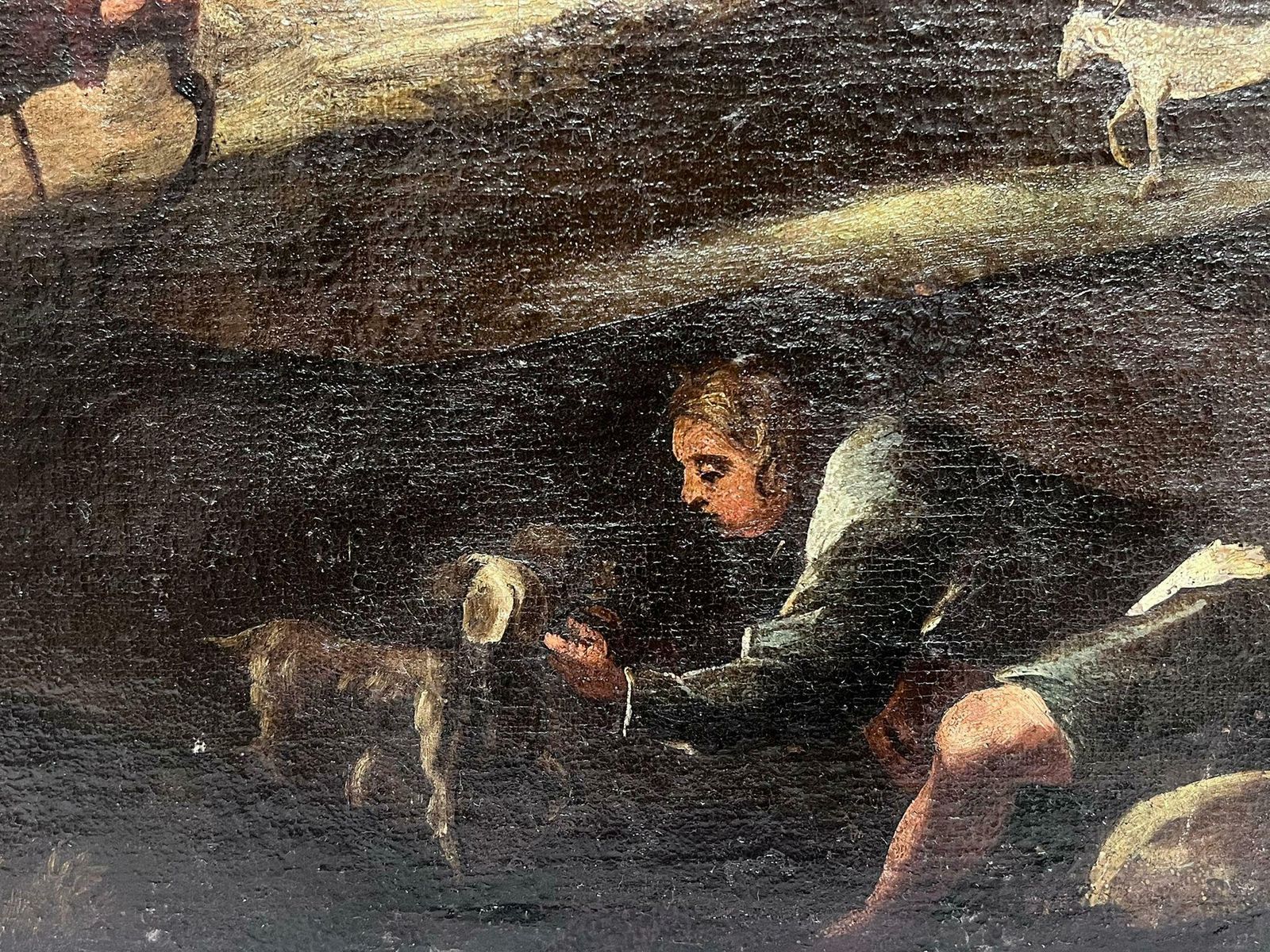 17th Century Baroque Old Master Oil Painting Stag Hunting Party In Landscape photo for sale