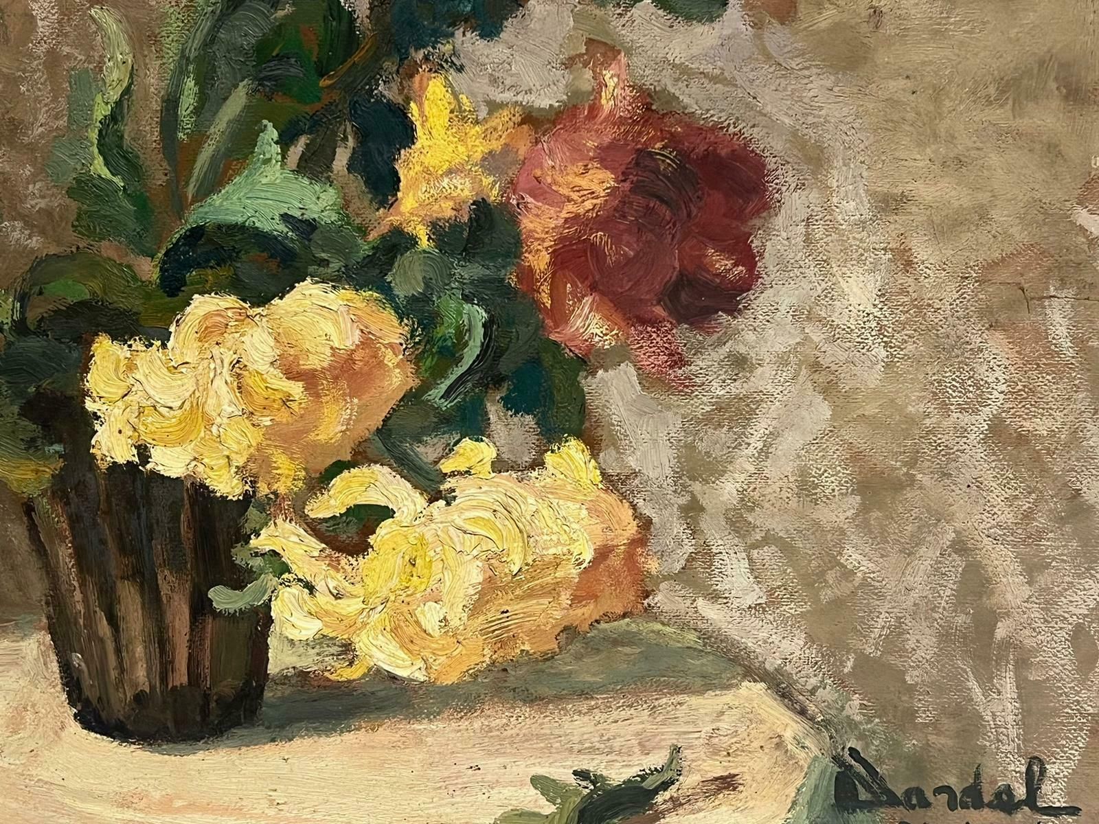 photo furniture Denise Dardel1940's French Post Impressionist Signed Oil Flowers In Vase Period Gilt Frame1944