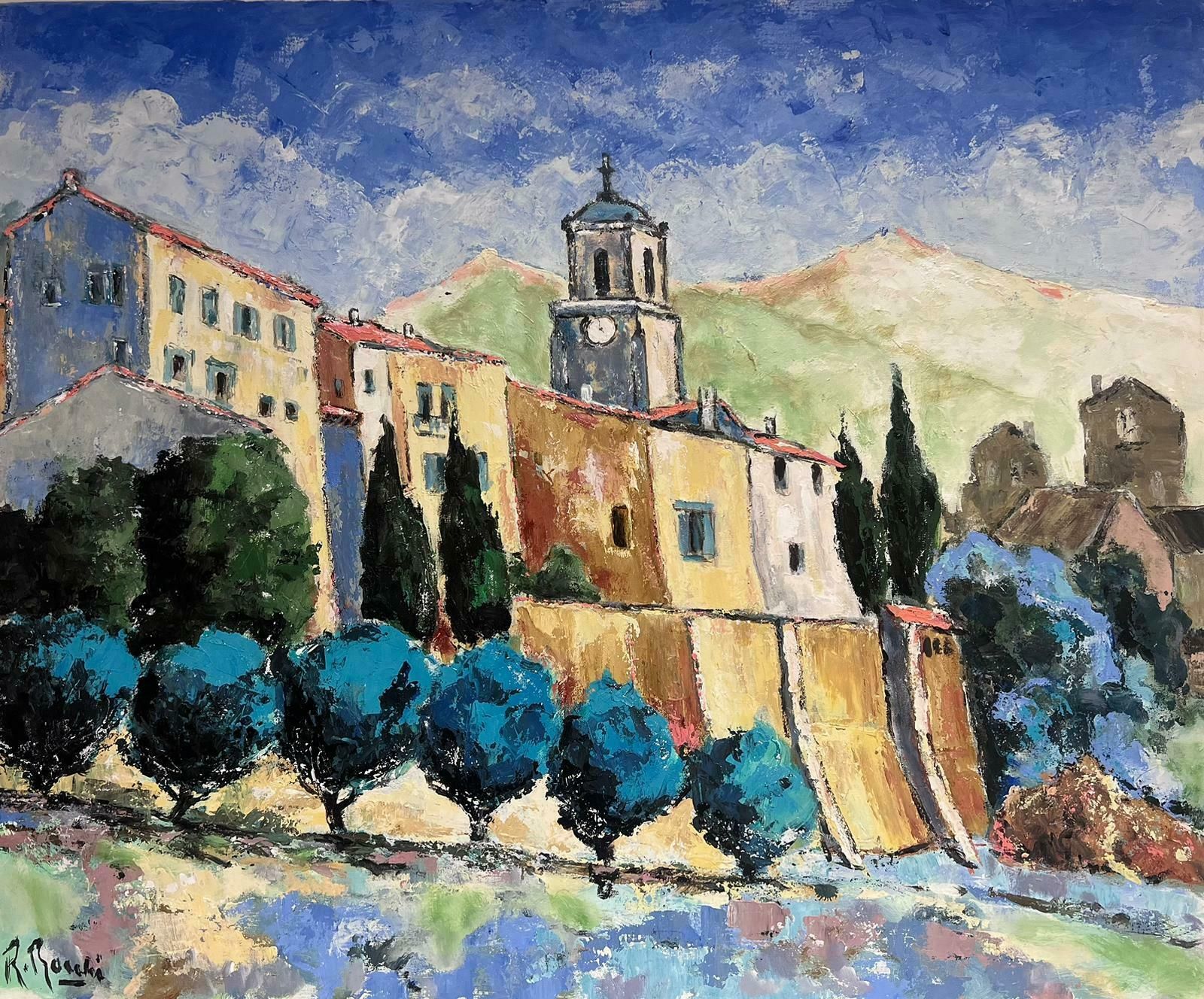 French Schoolhuge French Impressionist Signed Oil The Luberon Provence Hilltop Village2016