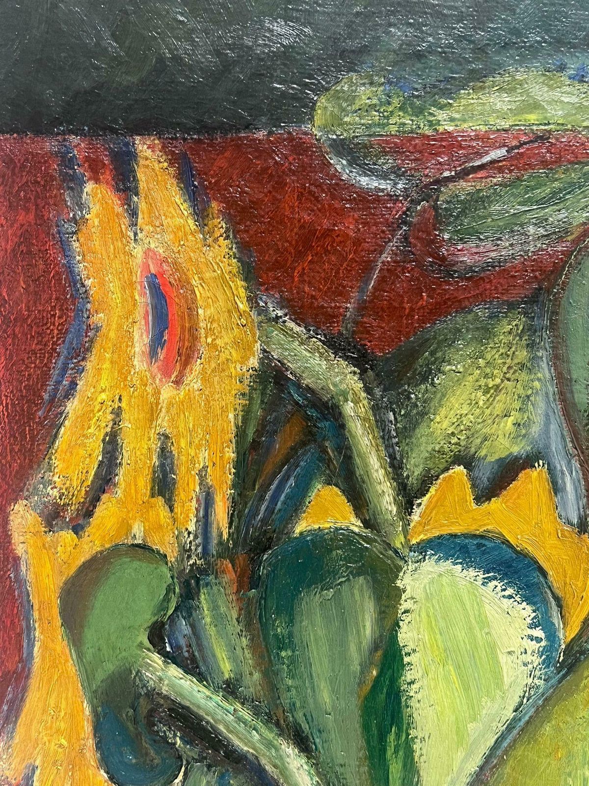 French Schoolsunflowers In Vase Mid 20th Cent French Post Impressionist Signed Oil Painting photo for sale