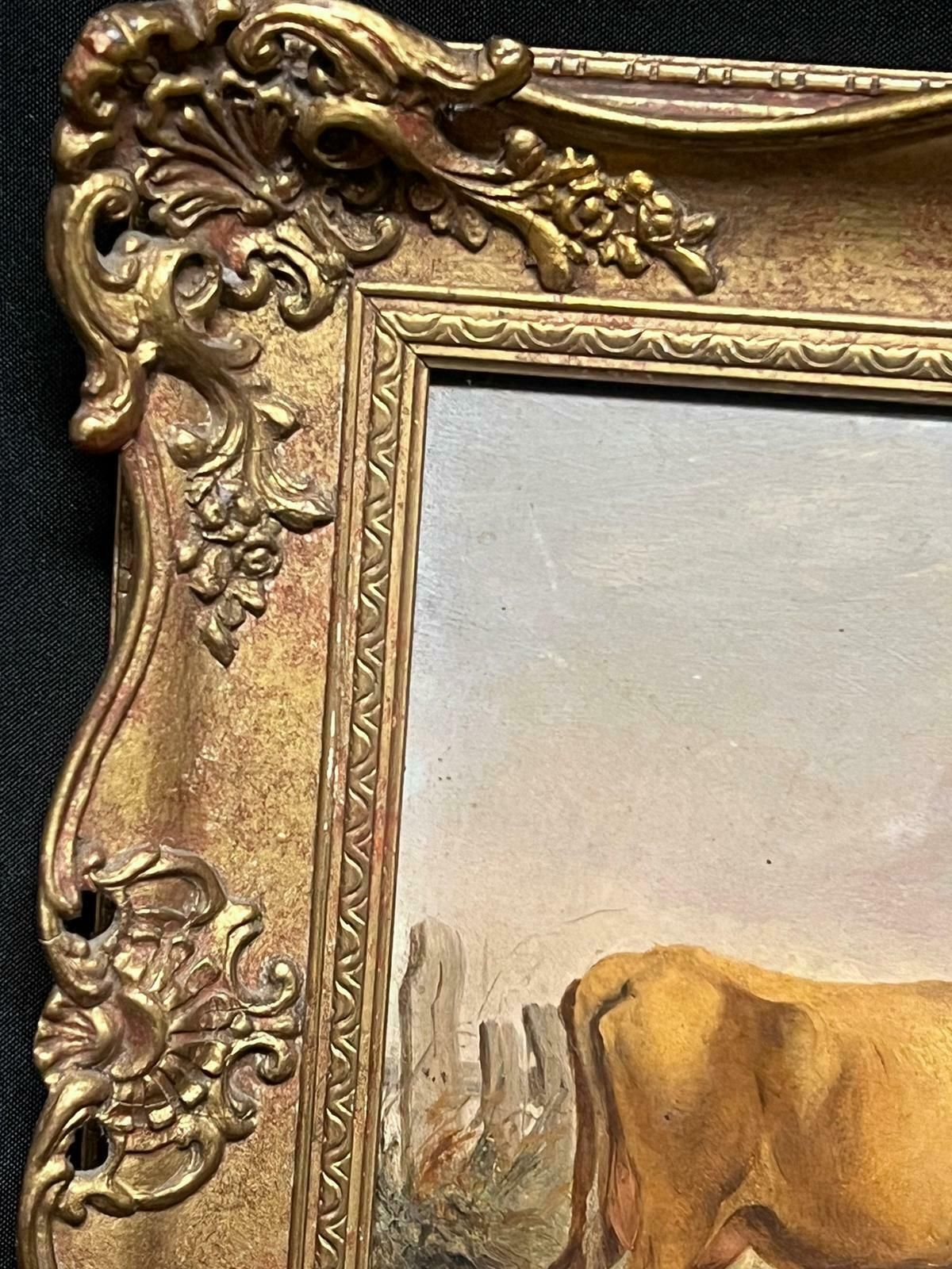 photo for sale English Victorian Artistcattle In Pastoral Landscape By Stream Victorian English Oil Painting Gilt Frame