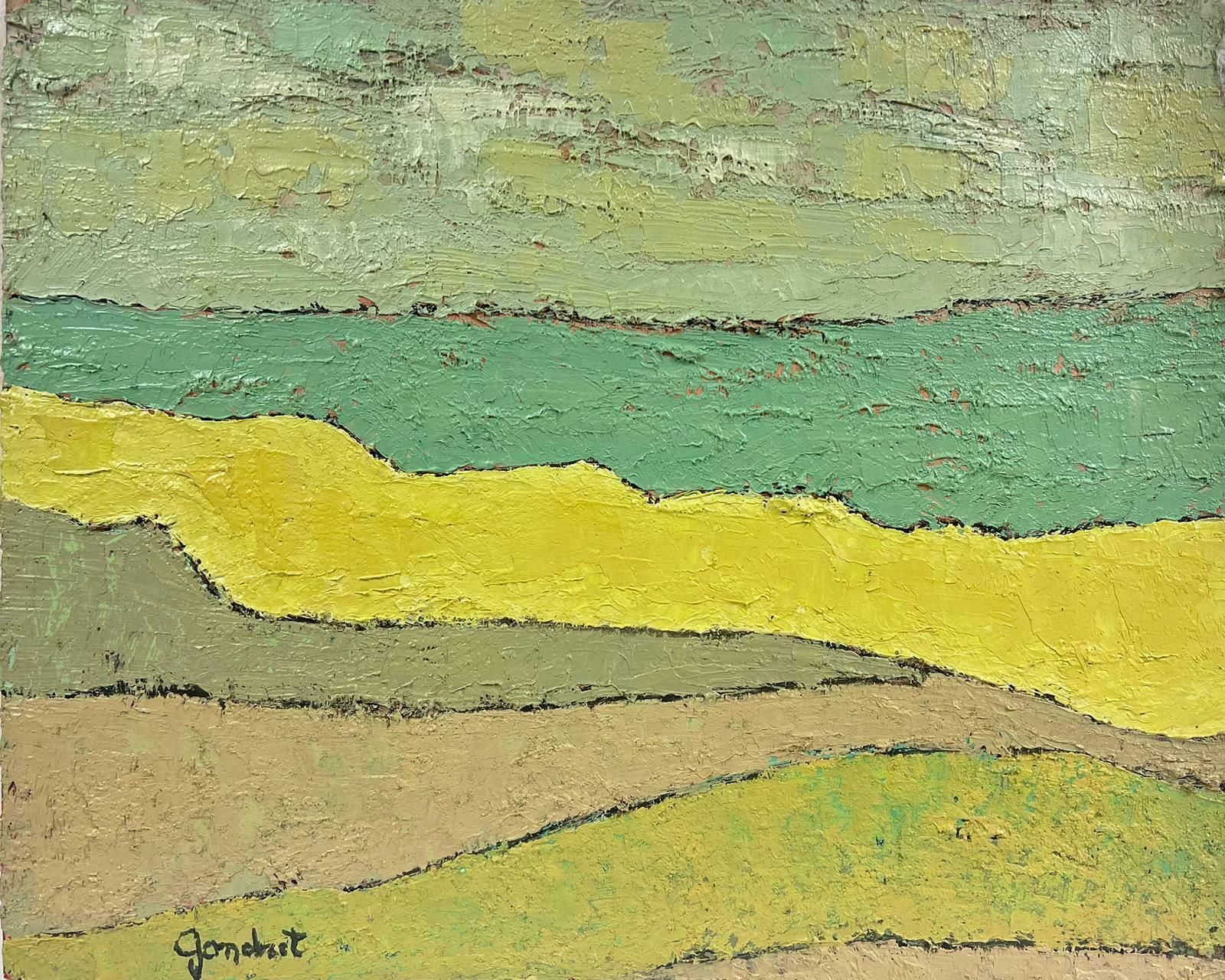 Lucien Gondretyellow Green French Expressionist Abstract Oil Painting Golden Landscape Fields