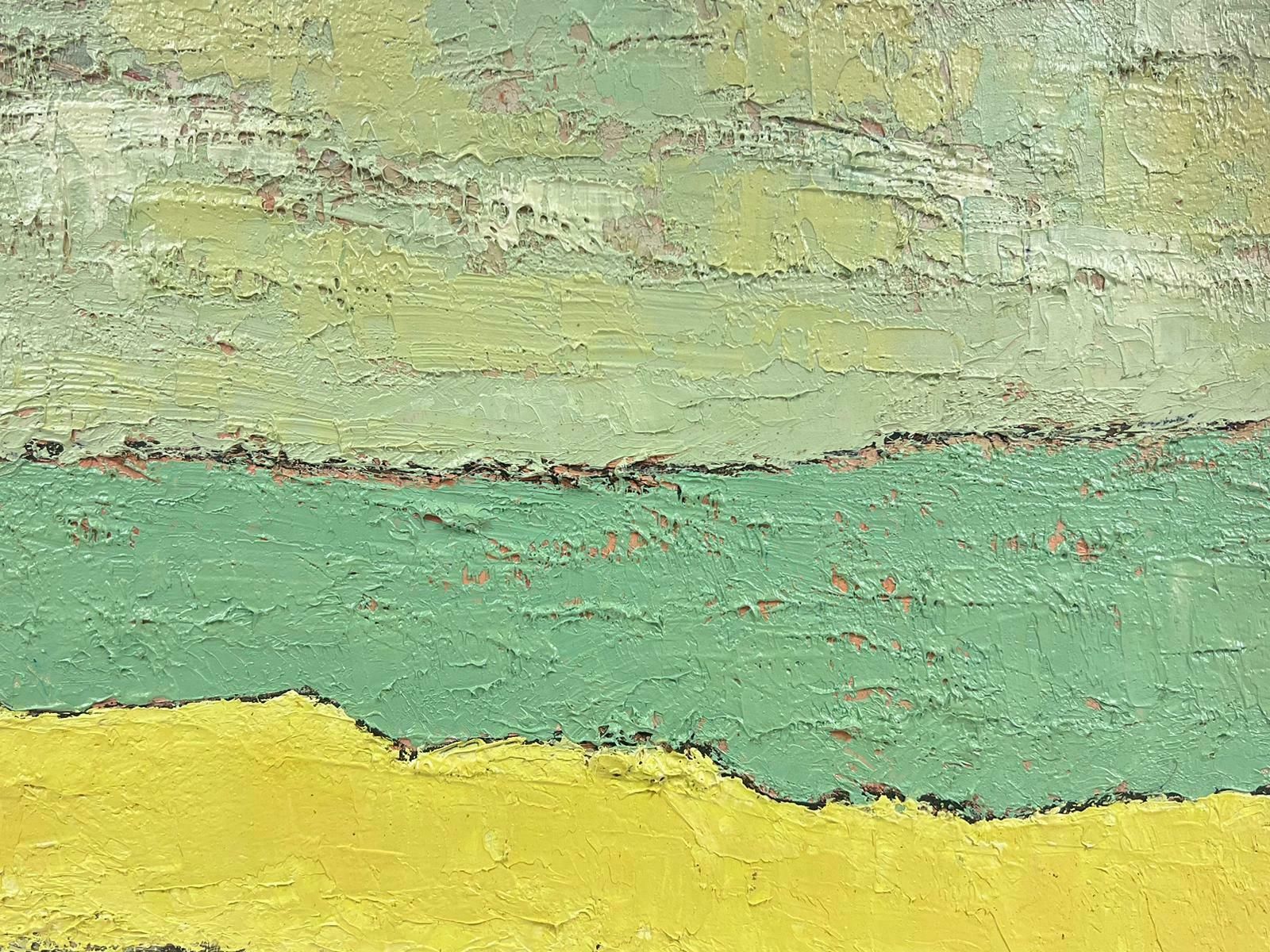 Lucien Gondretyellow Green French Expressionist Abstract Oil Painting Golden Landscape Fields photo for sale