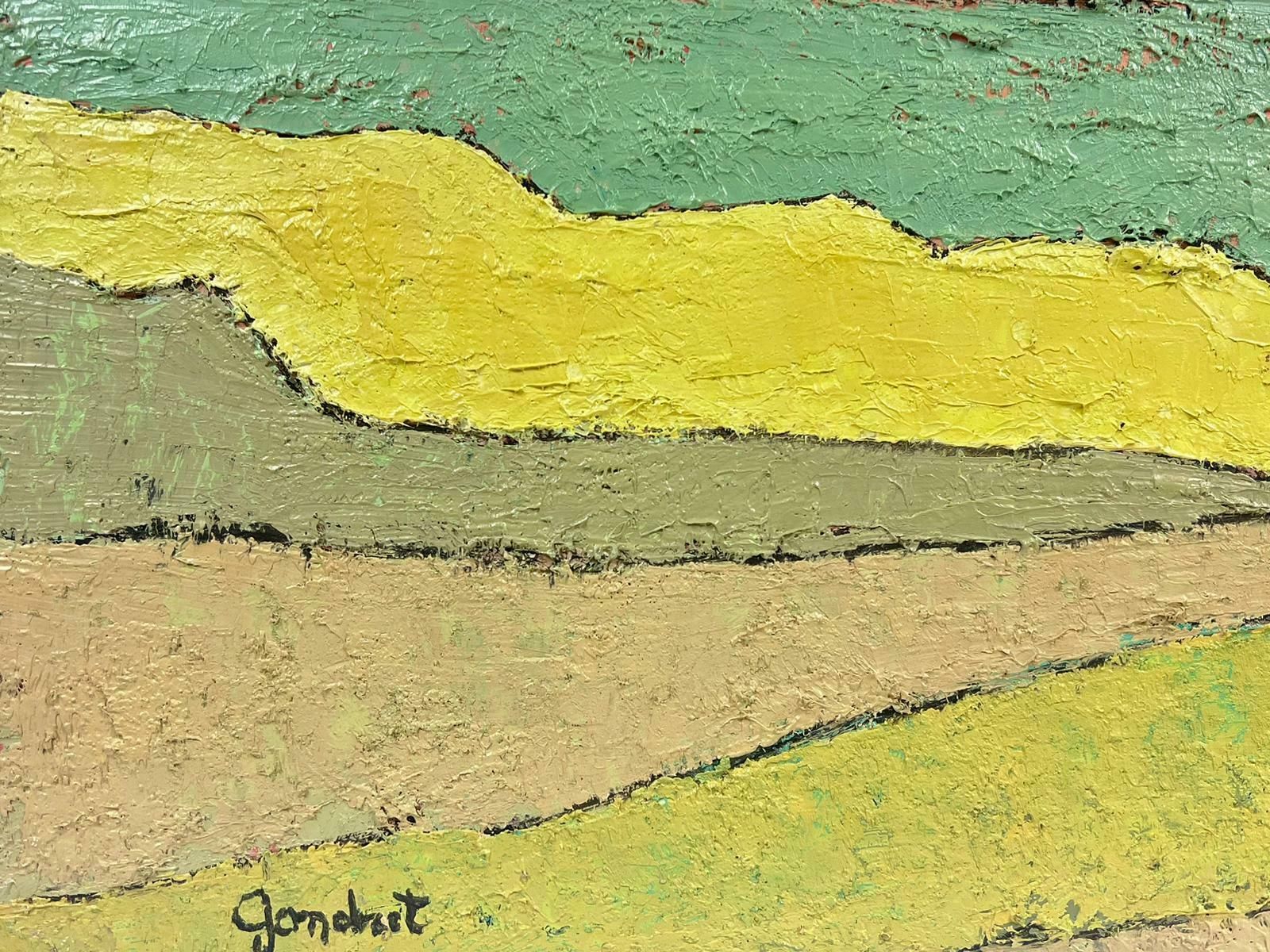 Lucien Gondretyellow Green French Expressionist Abstract Oil Painting Golden Landscape Fields photo Art