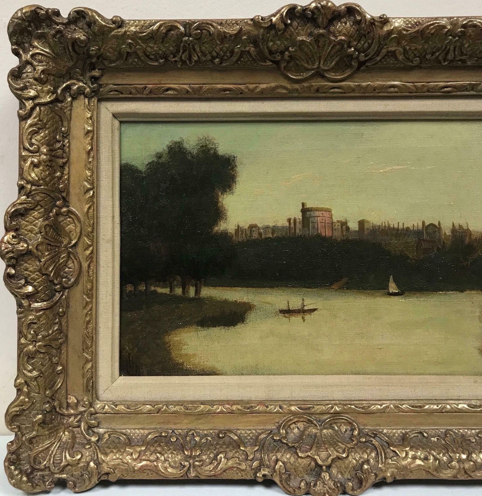 J. Lewiswindsor Castle From The River Thames, Signed Victorian Oil Painting, Framed19th Century photo 1226.0