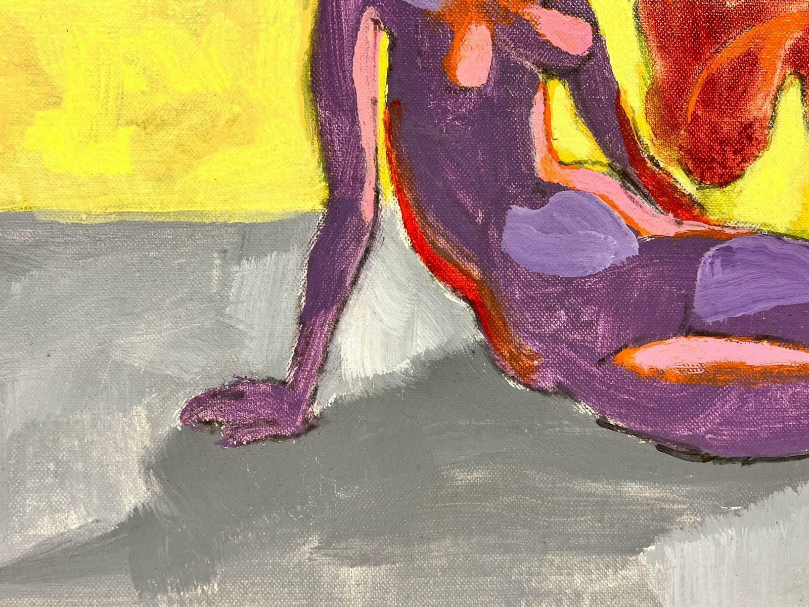 Miguel Anibalcontemporary Abstract Oil Painting Nude Figures On Sunny Beach, Chilean Artist photo for sale