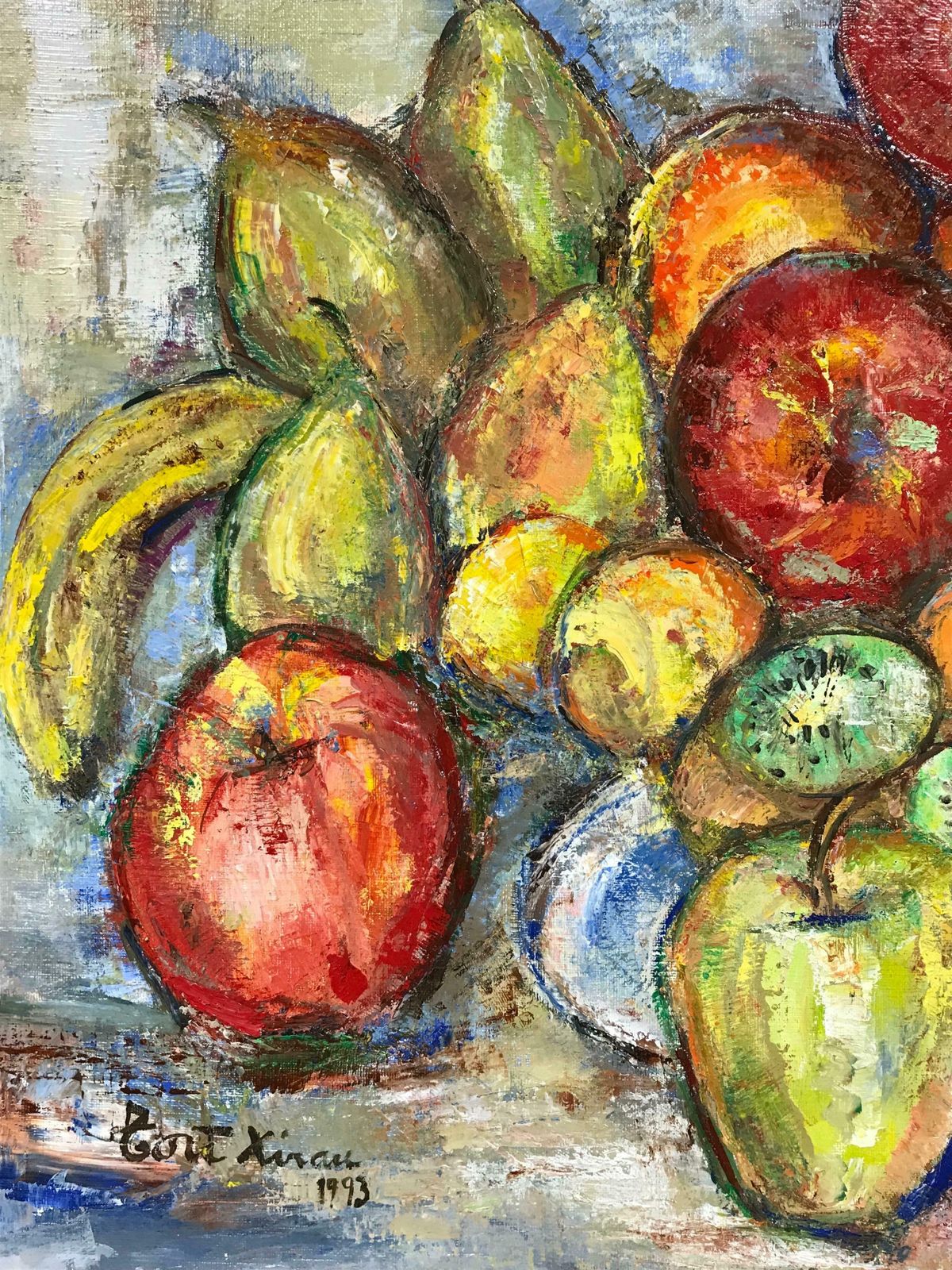 Maria Tort Xirausigned Original Oil Painting   Luscious Still Life Of Fruit With Watermelon photo Art
