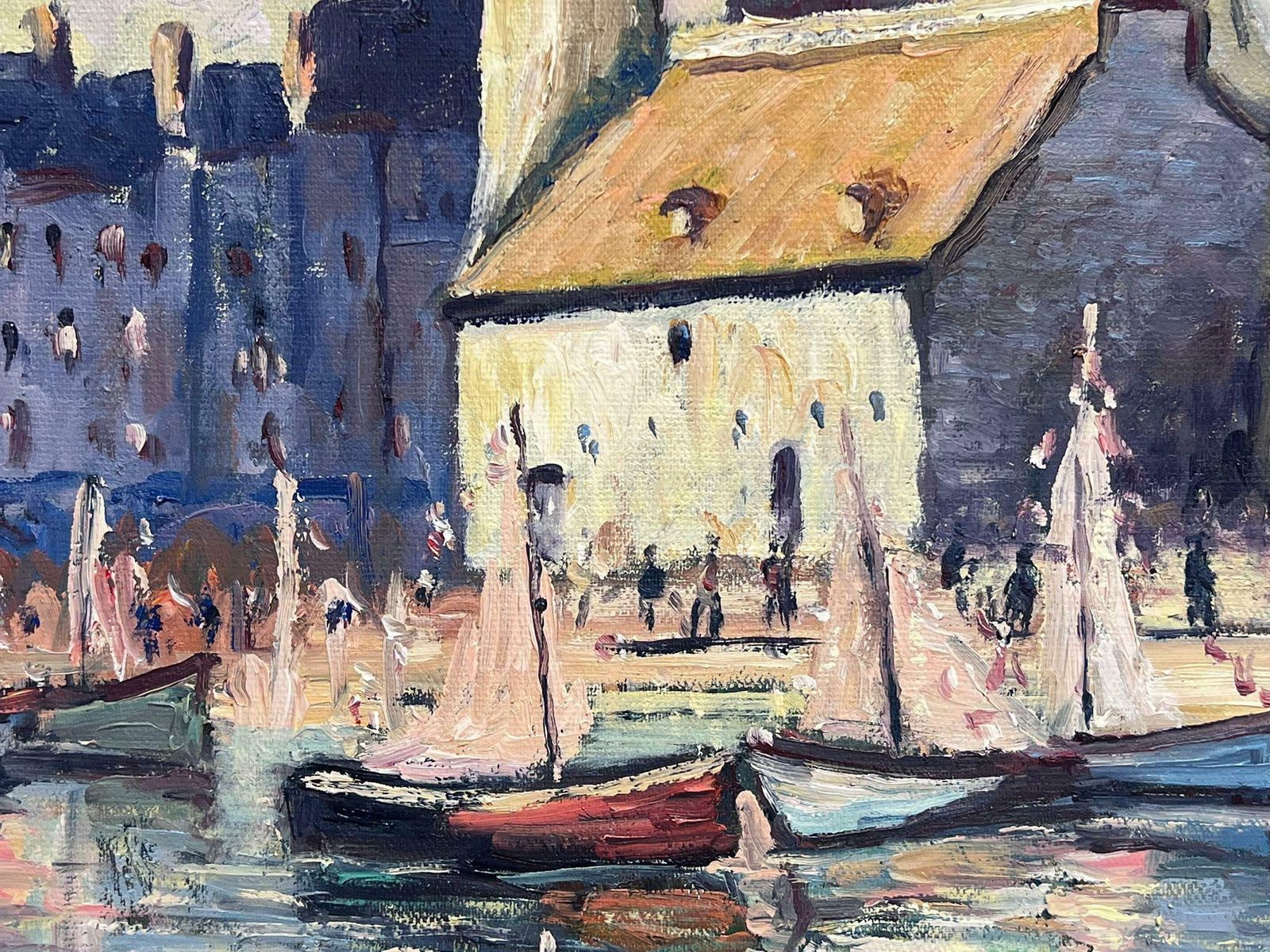 photo furniture French Schoolhonfleur Harbour Vintage French Signed Oil Painting Framed