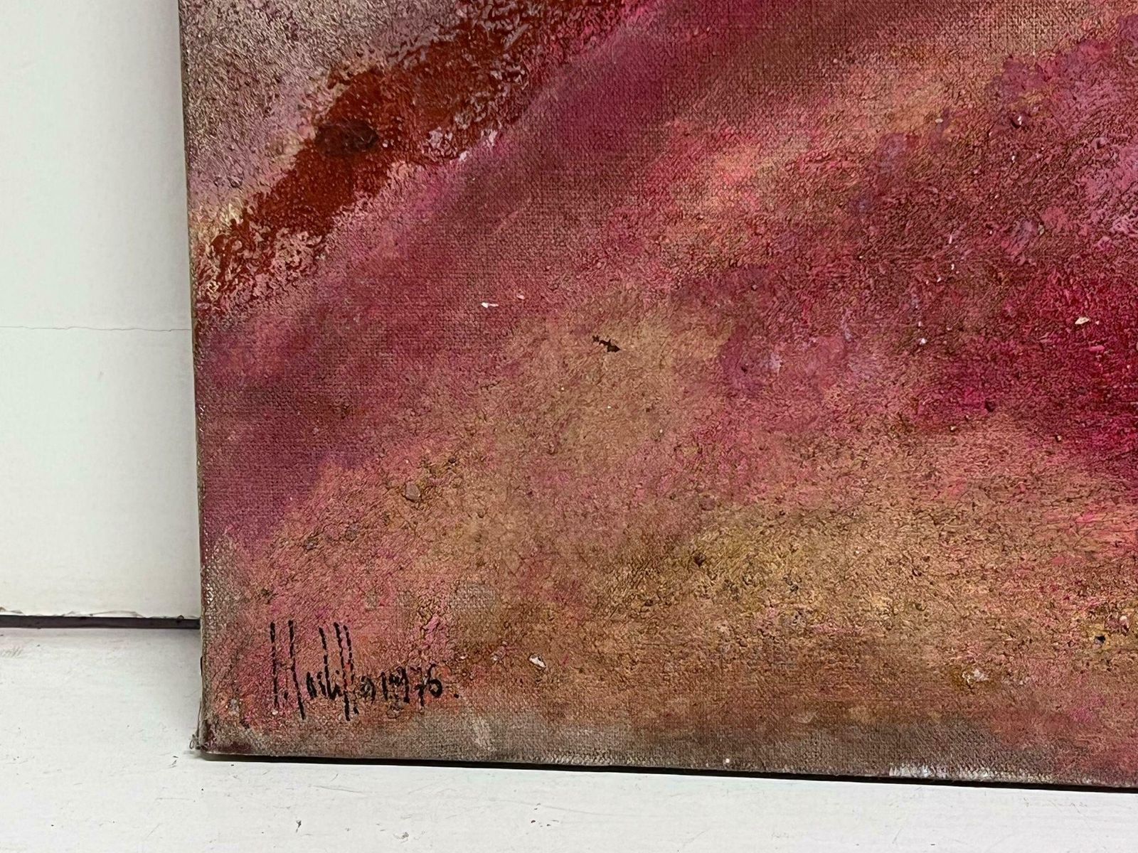 French School1970's French Abstract Expressionist Signed & Dated Large Oil Painting photo for sale