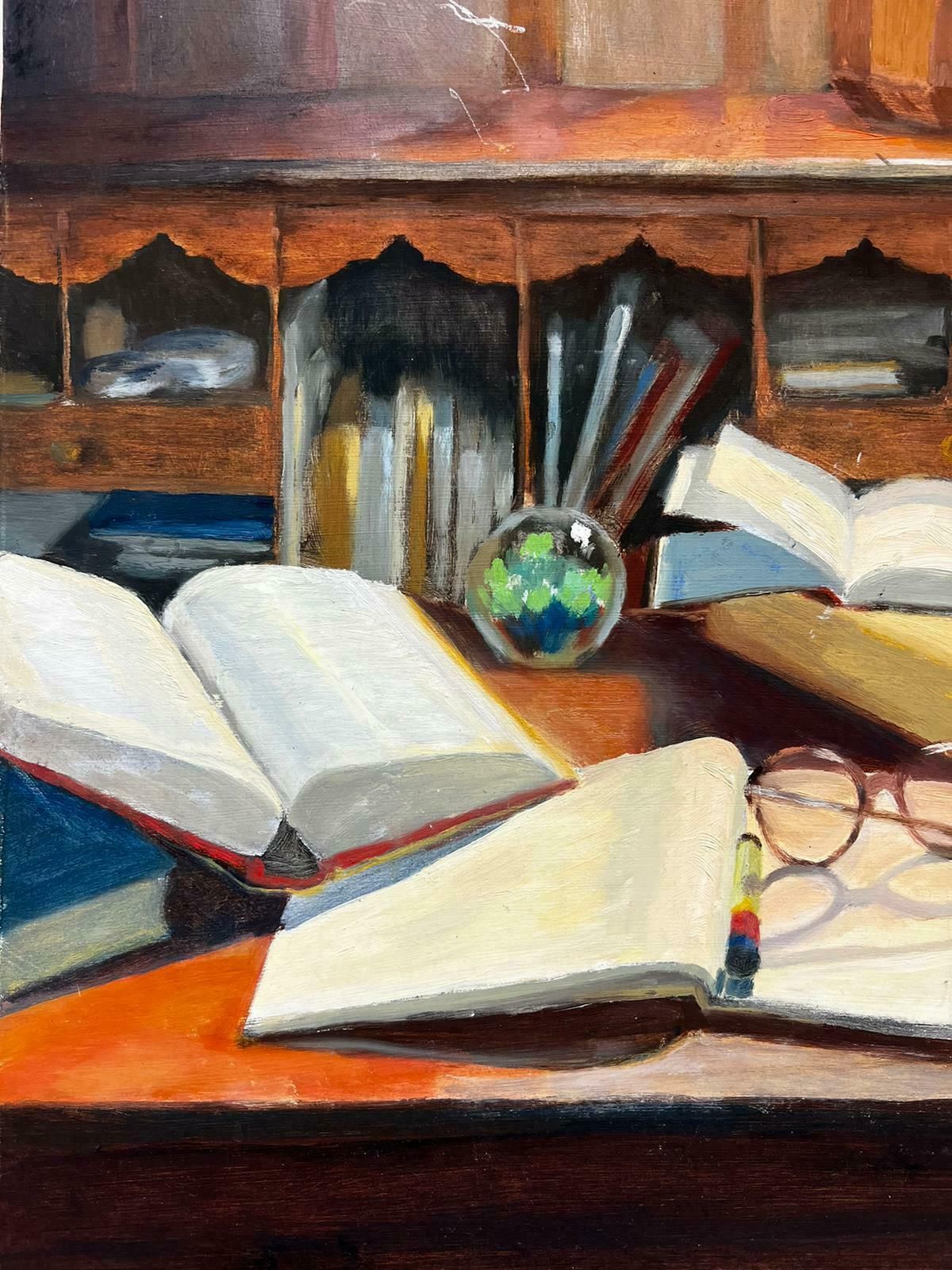 Jill Jacksoninterior Scene Still Life Of Writing Desk Bureau With Table Lamp Glow photo Art